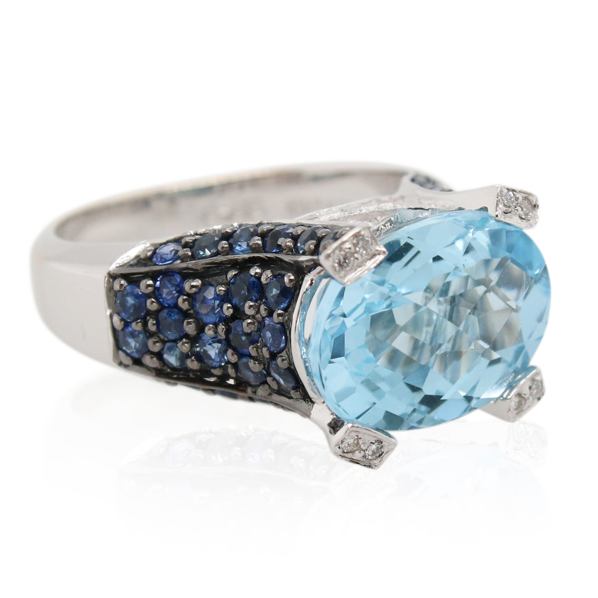 Estate 8.00ct Blue Topaz and Sapphire Ring