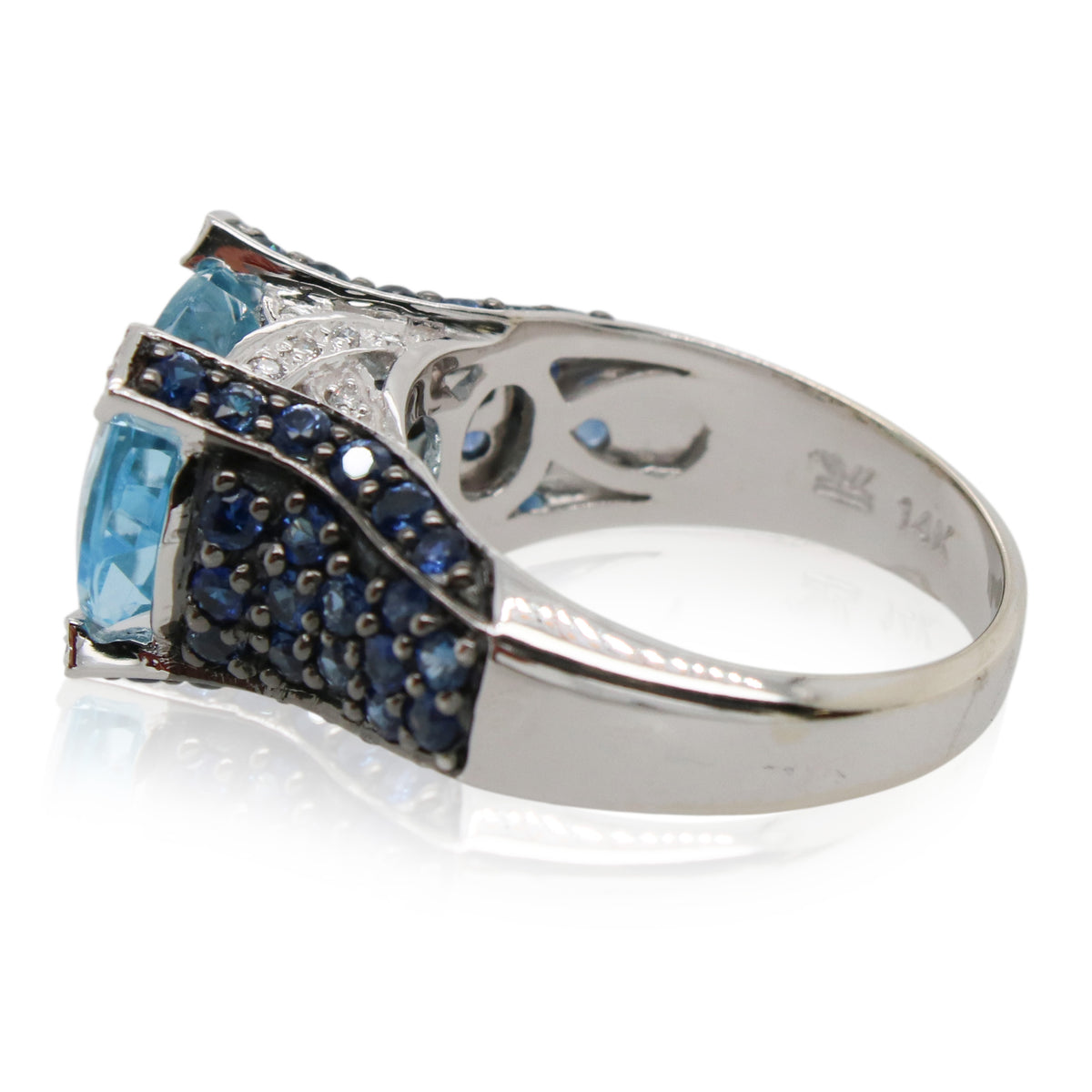 Estate 8.00ct Blue Topaz and Sapphire Ring