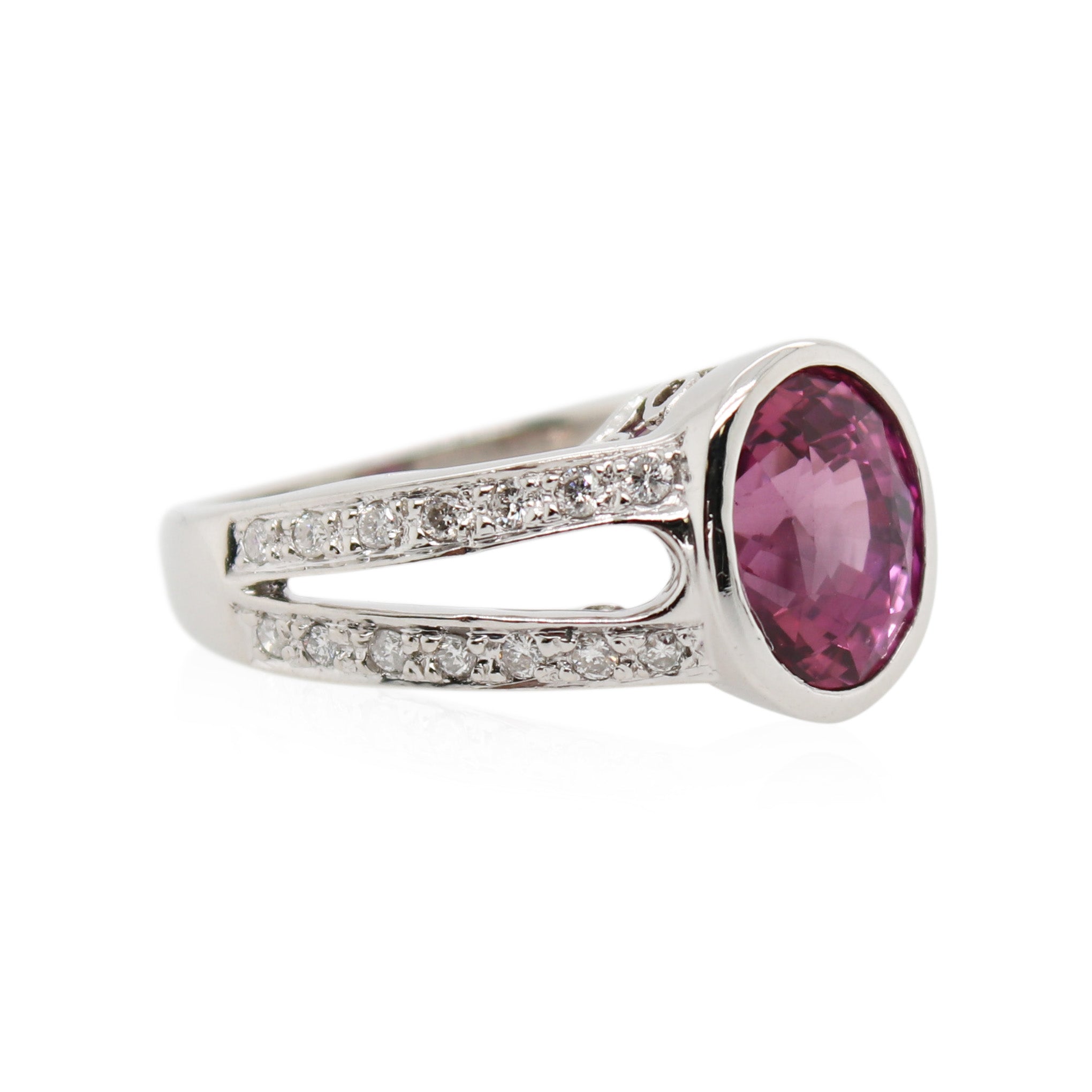Platinum 4.60ct Pink Sapphire and Diamond Ring