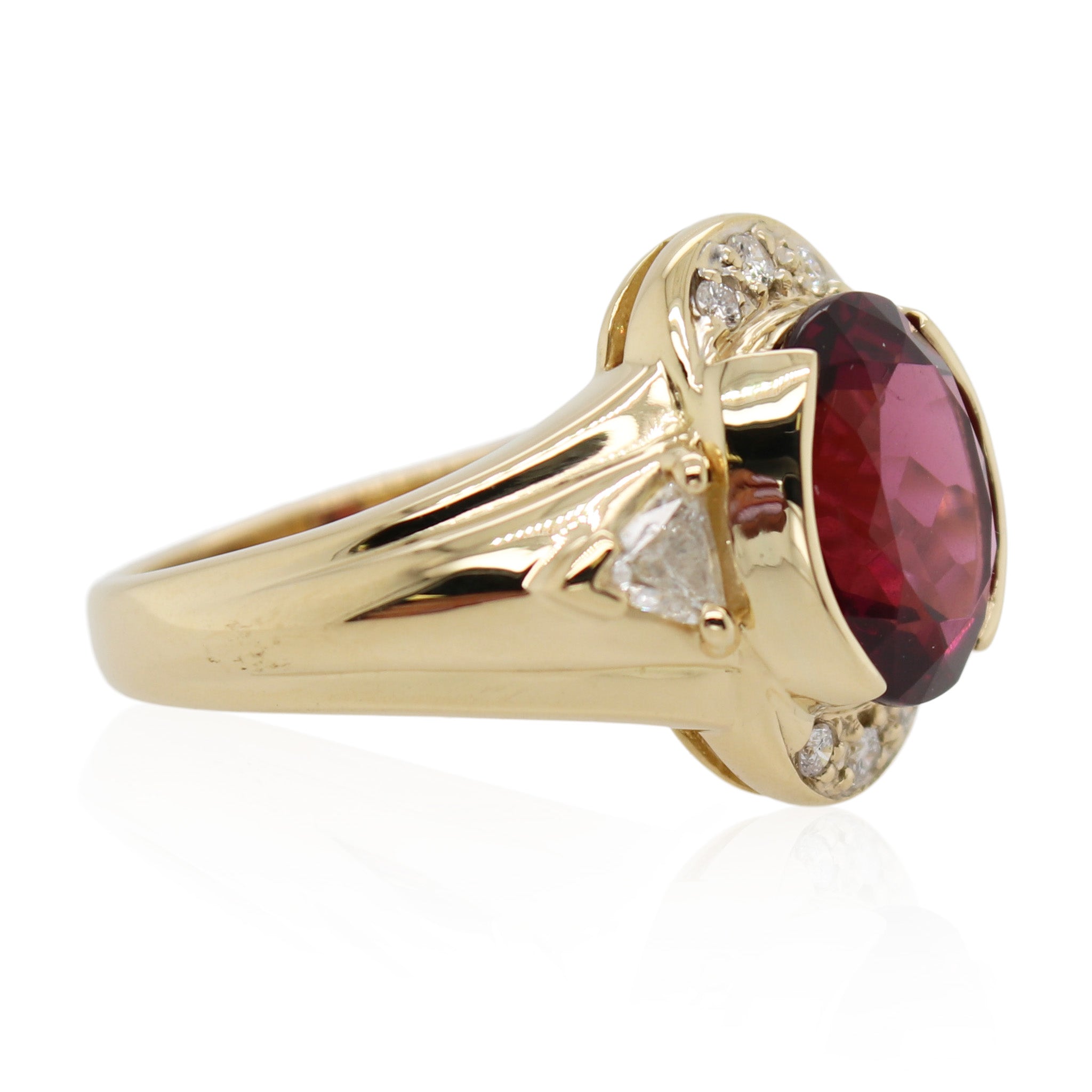 Oval Pink Tourmaline Ring with Diamond Accents
