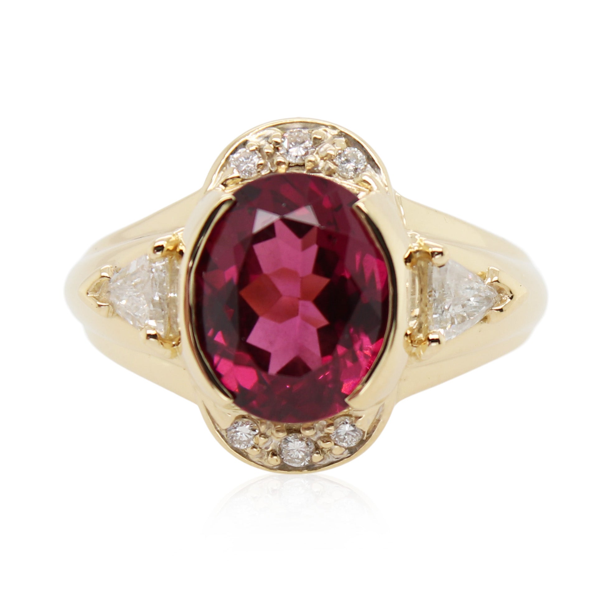 Oval Pink Tourmaline Ring with Diamond Accents
