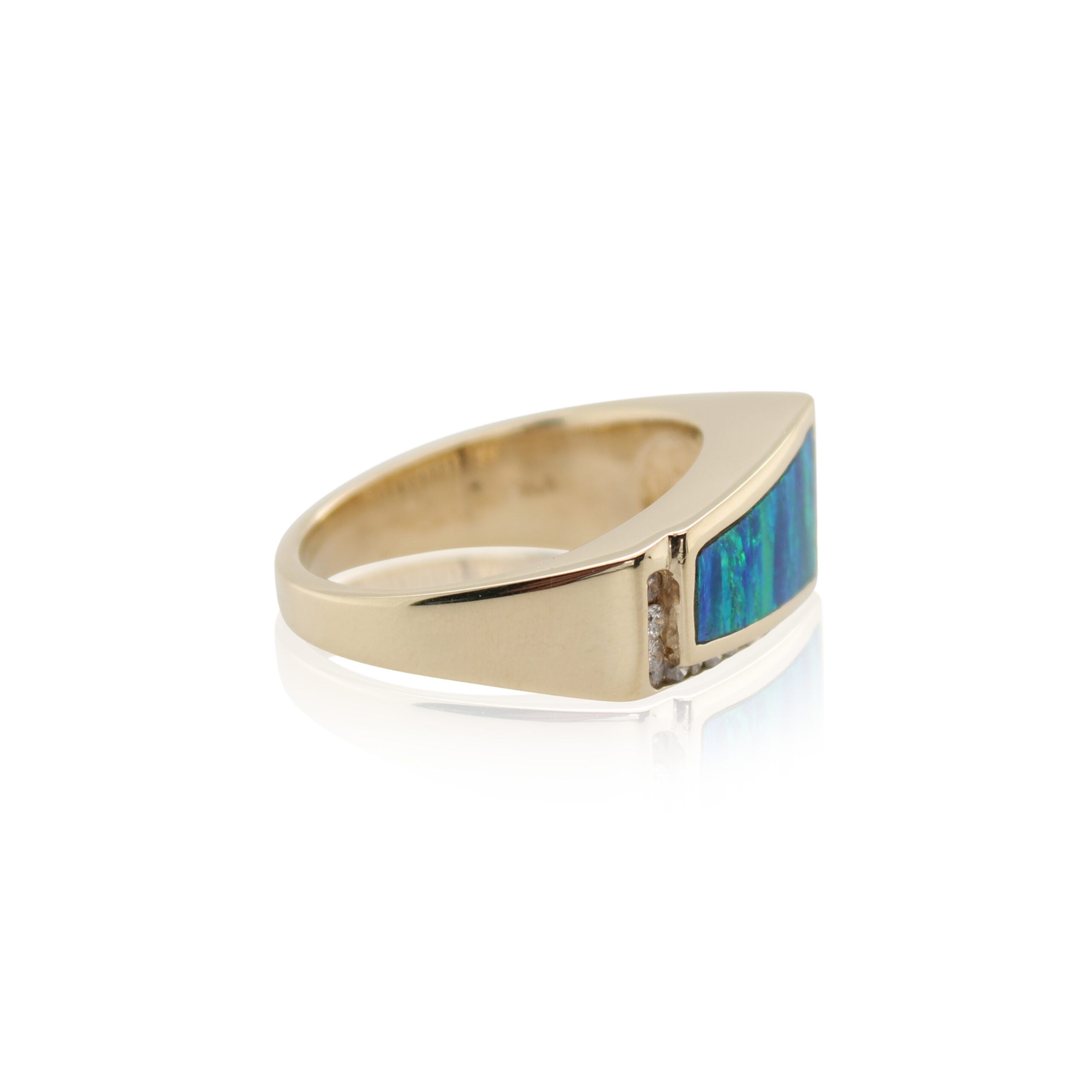 Yellow Gold Free Form Opal and Diamond Ring