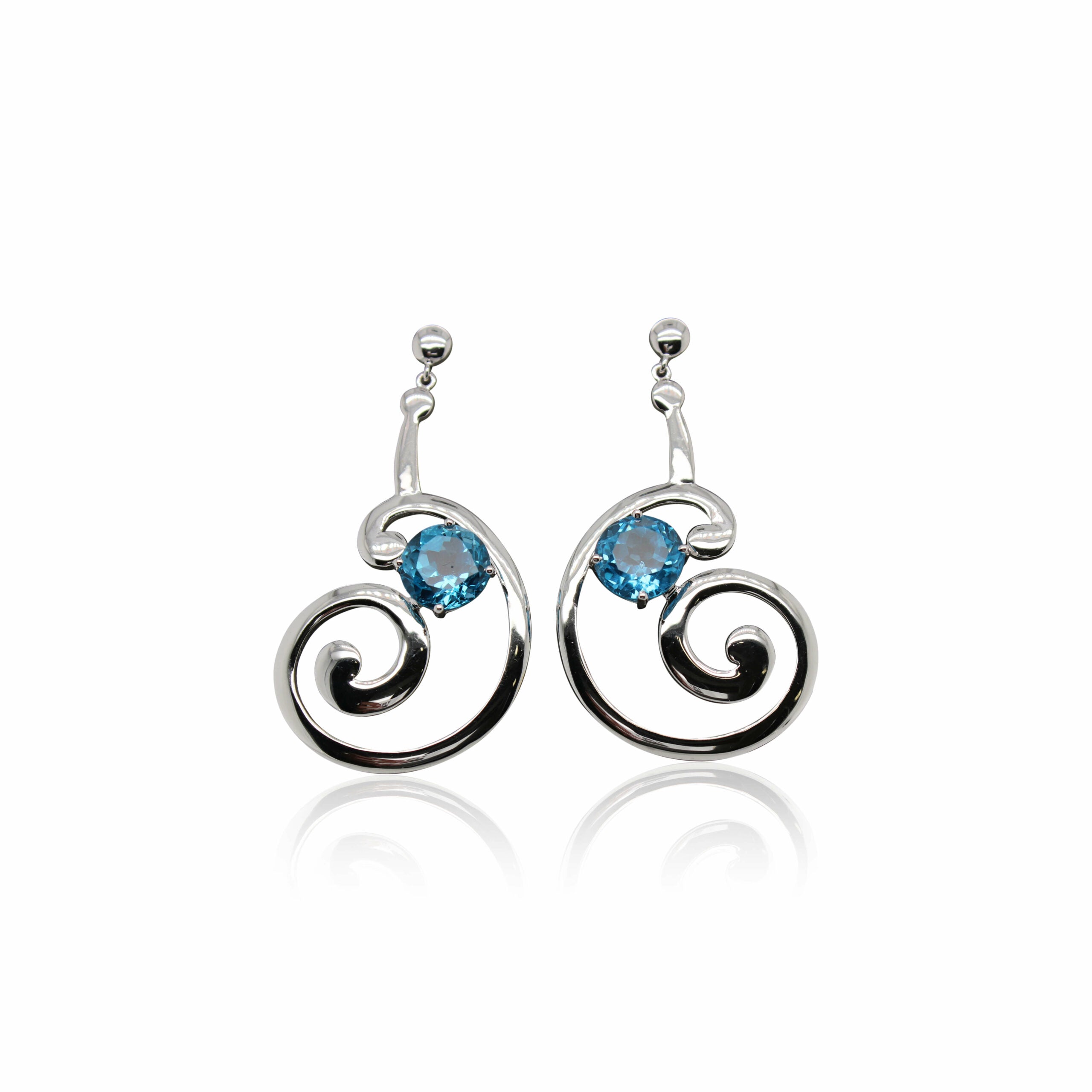 Blue Topaz Swirl Drop Earrings