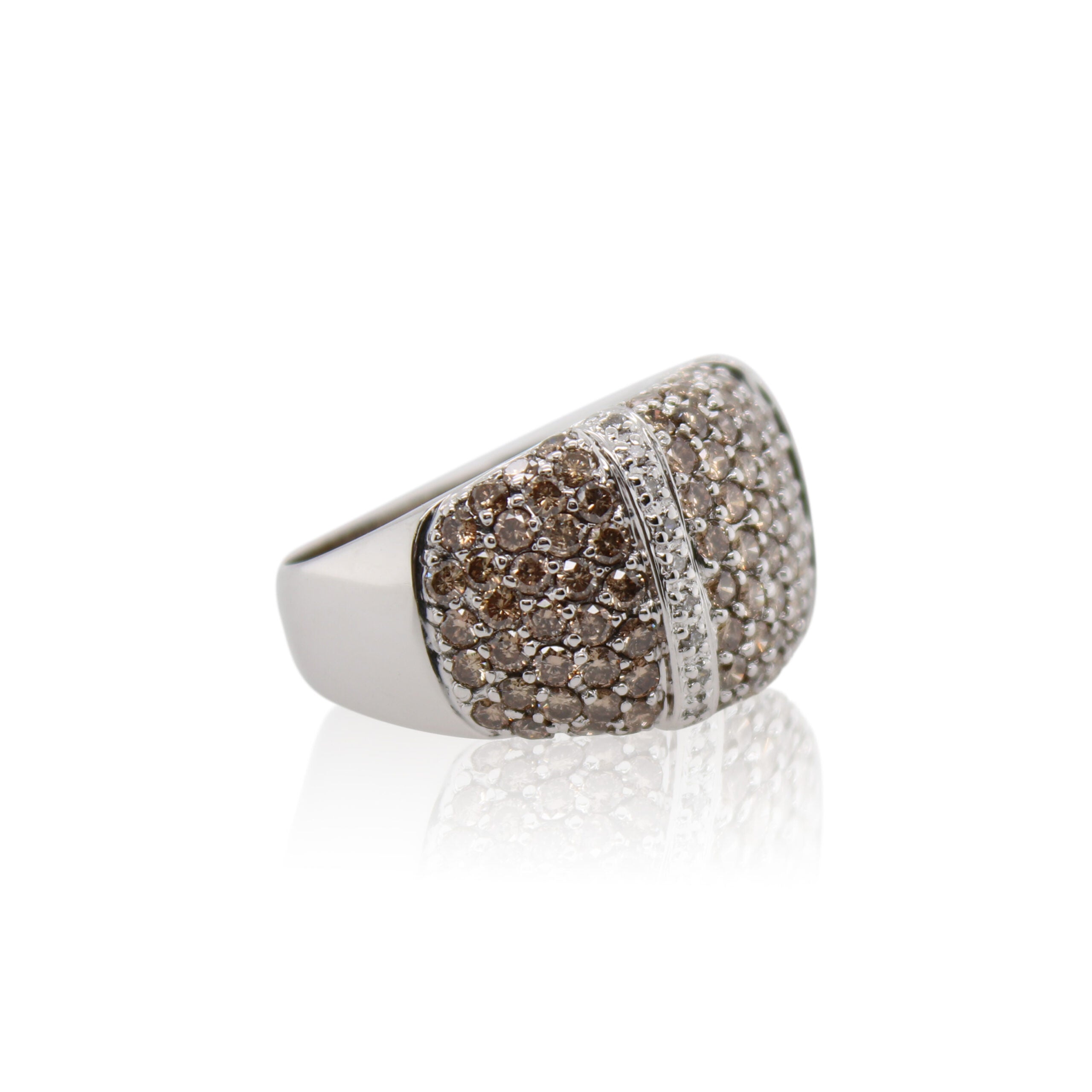 Brown and White Diamond Pave Ring