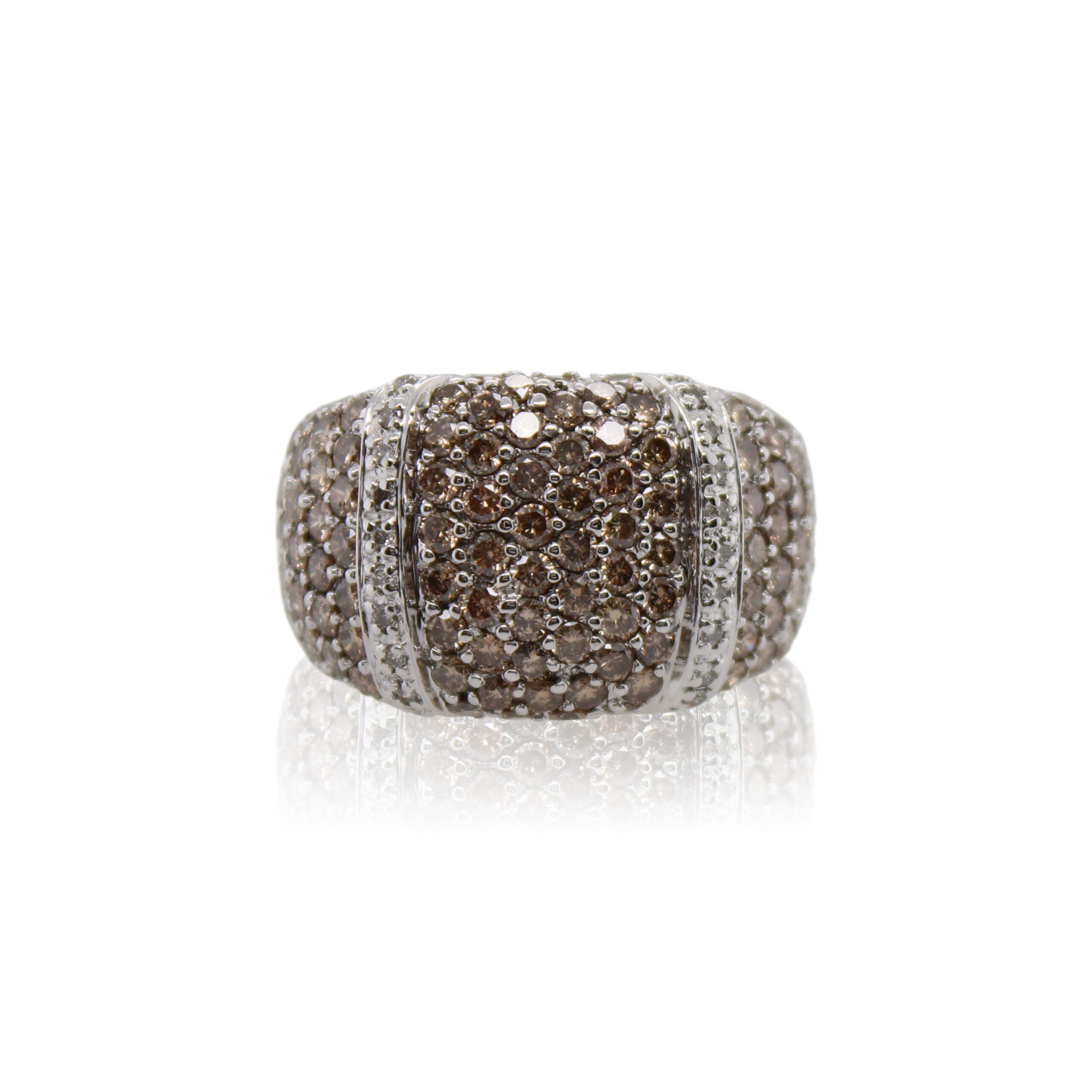Brown and White Diamond Pave Ring