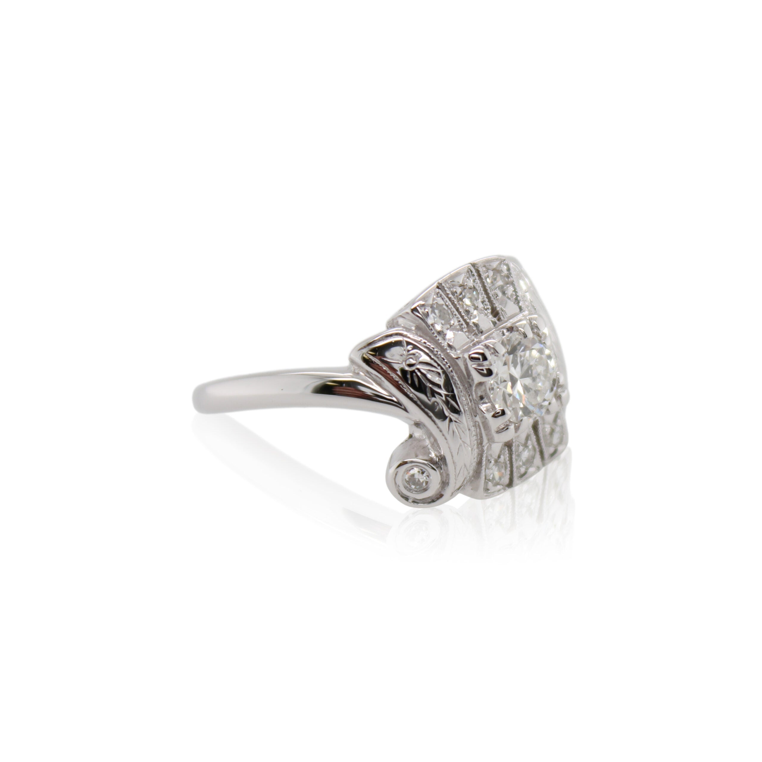 Old European Cut Diamond Vintage Swirl Ring