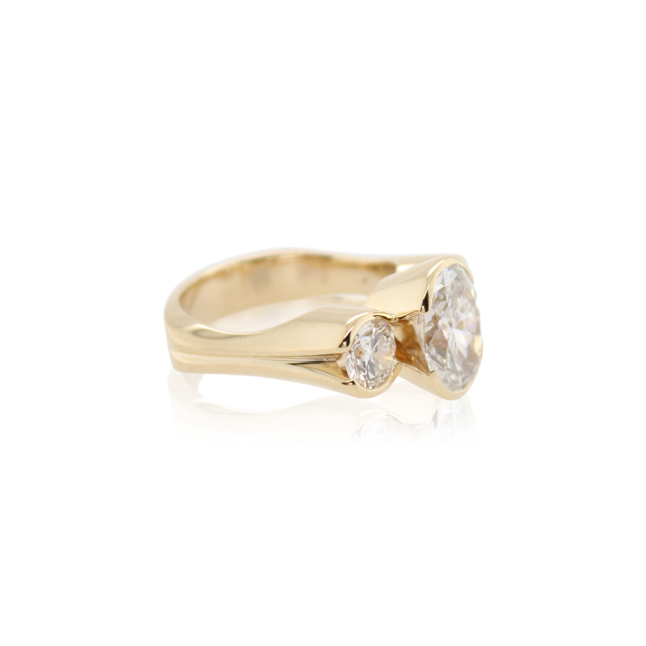 Three Stone Bezel Set Diamond Ring
