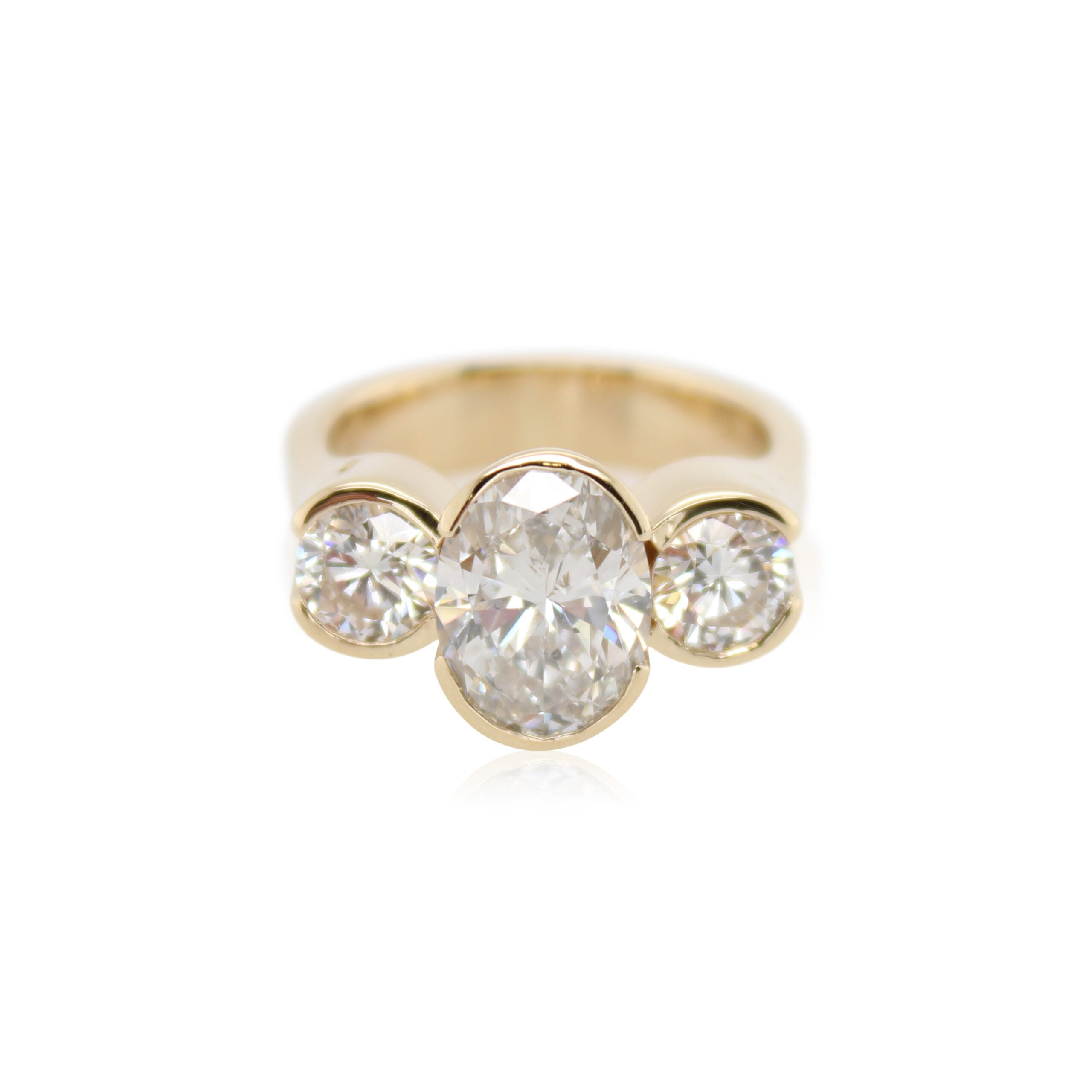 Three Stone Bezel Set Diamond Ring