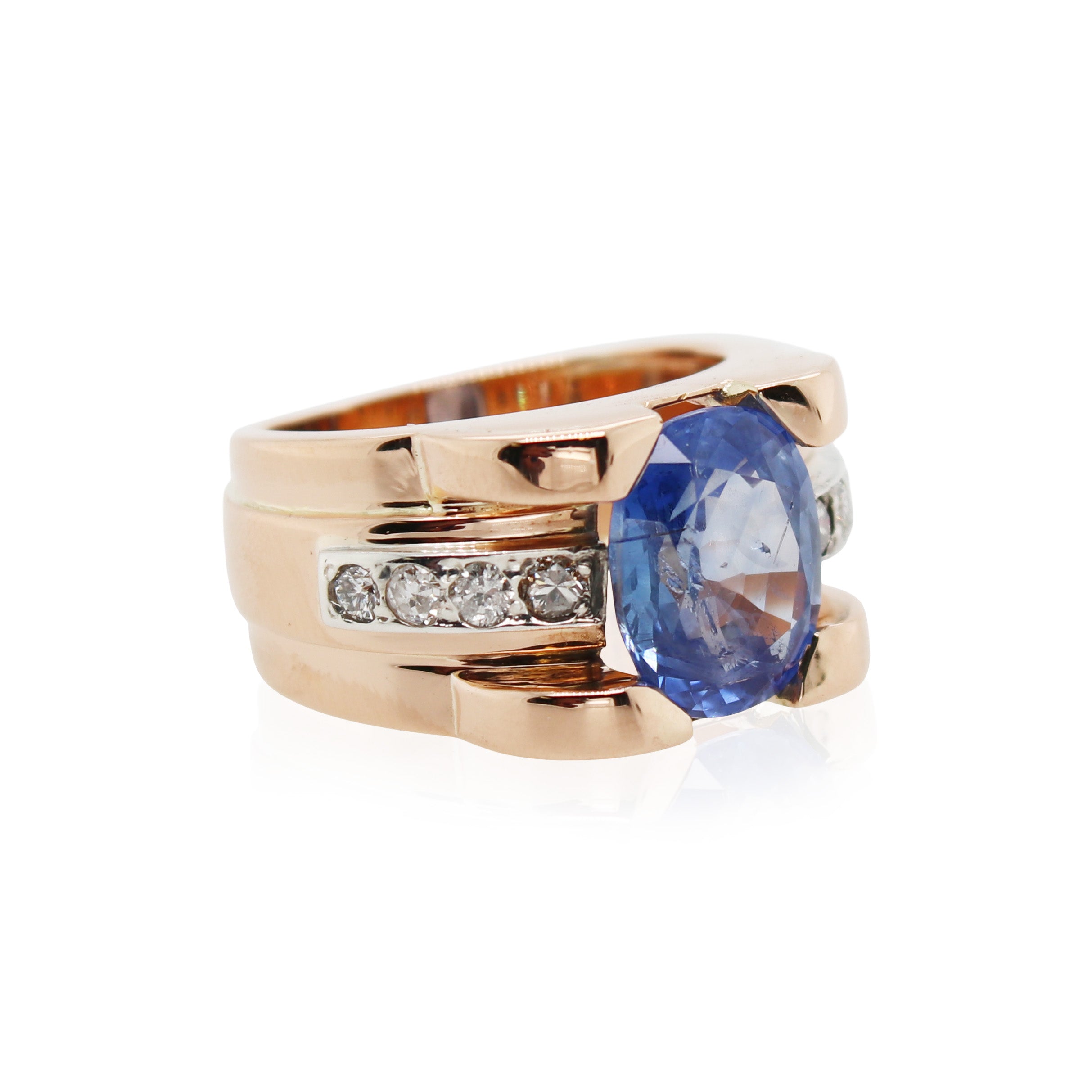 Rose Gold Sapphire and Diamond Ring