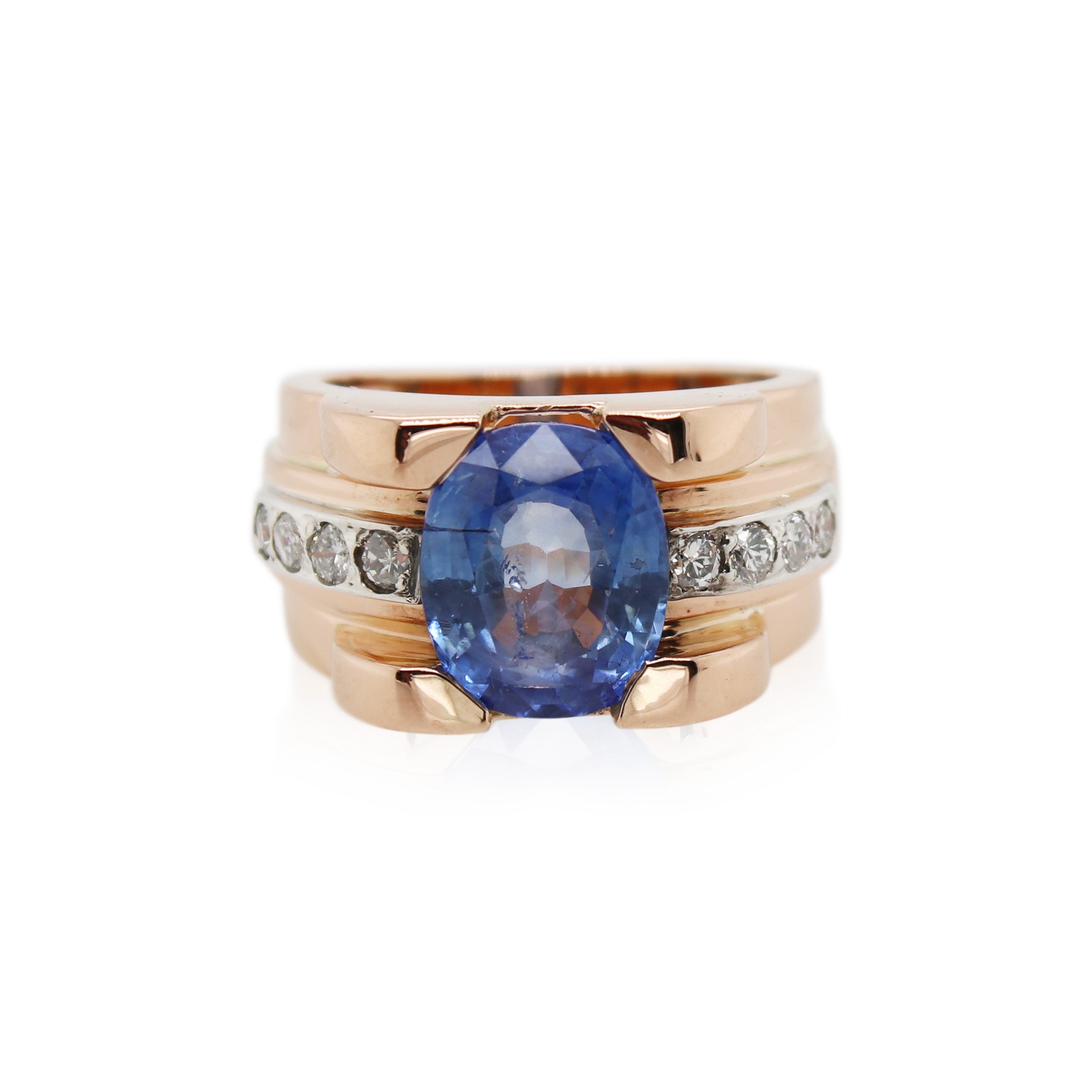 Rose Gold Sapphire and Diamond Ring