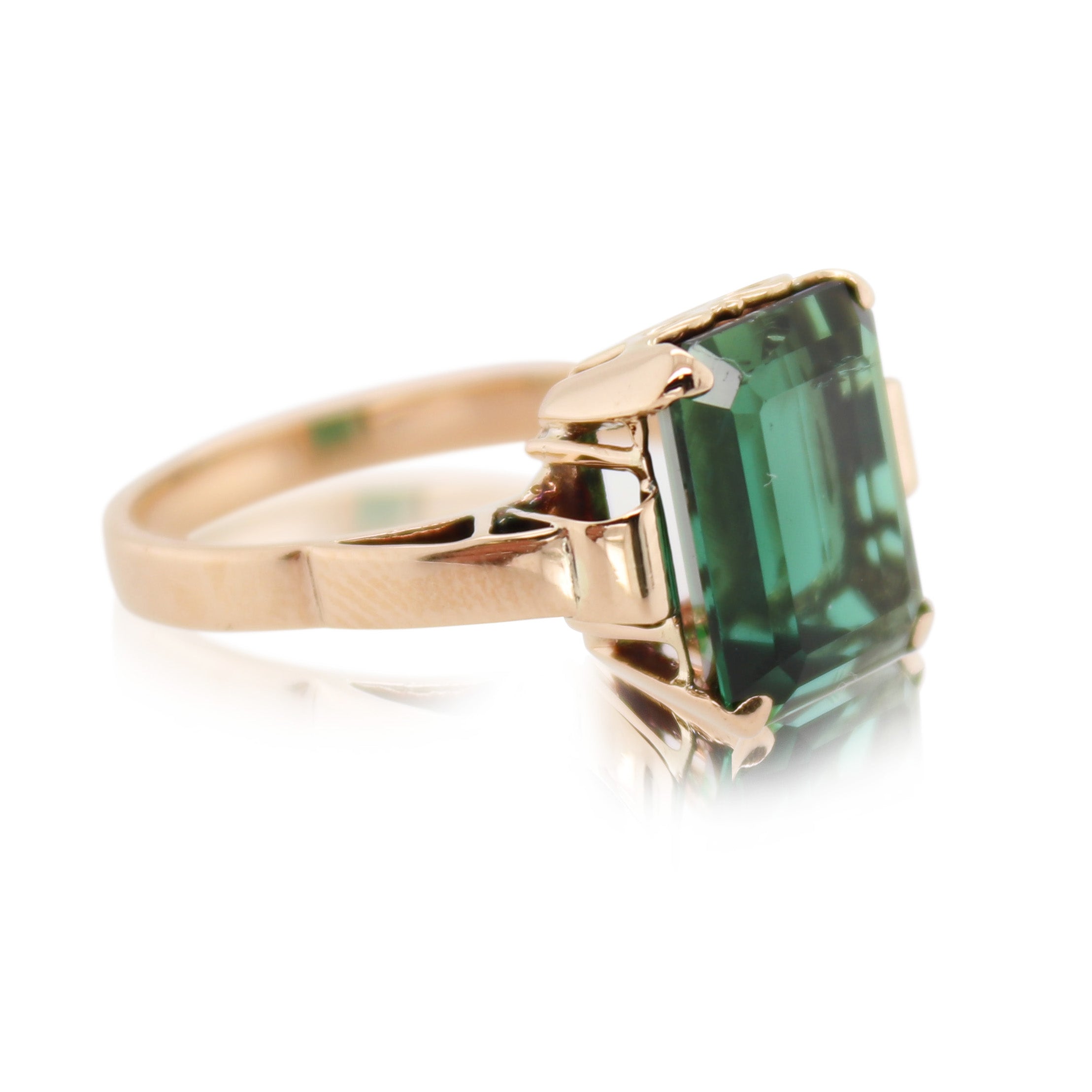 Emerald Cut Green Tourmaline Ring