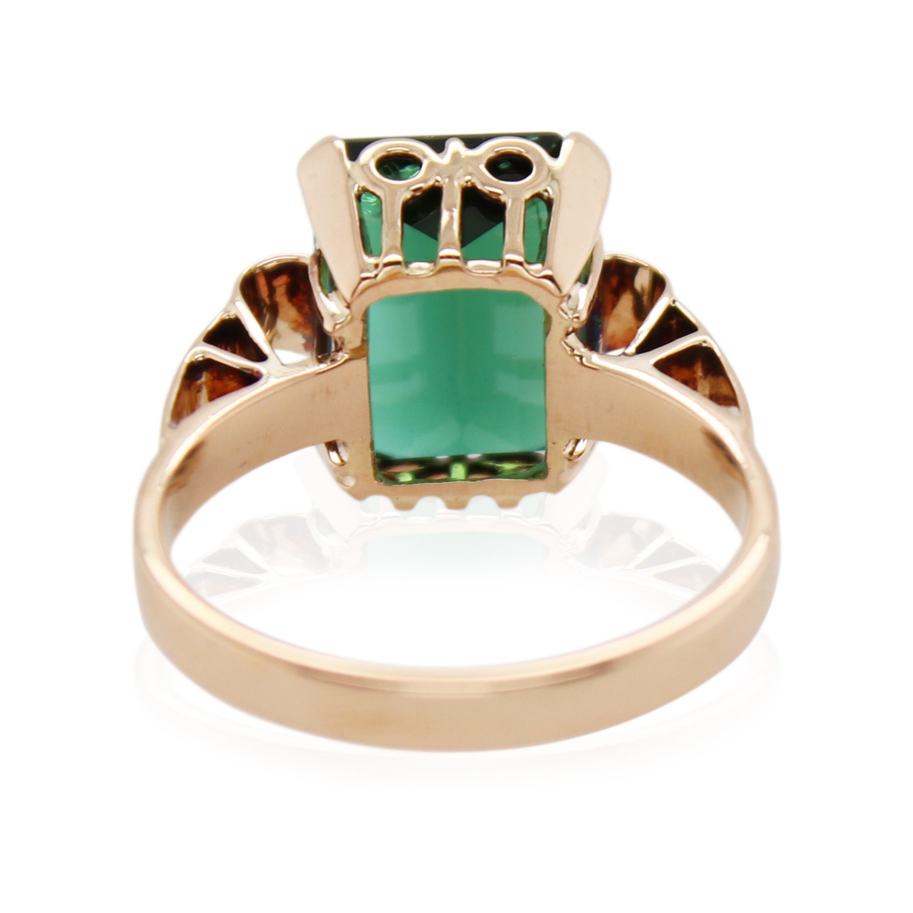 Emerald Cut Green Tourmaline Ring