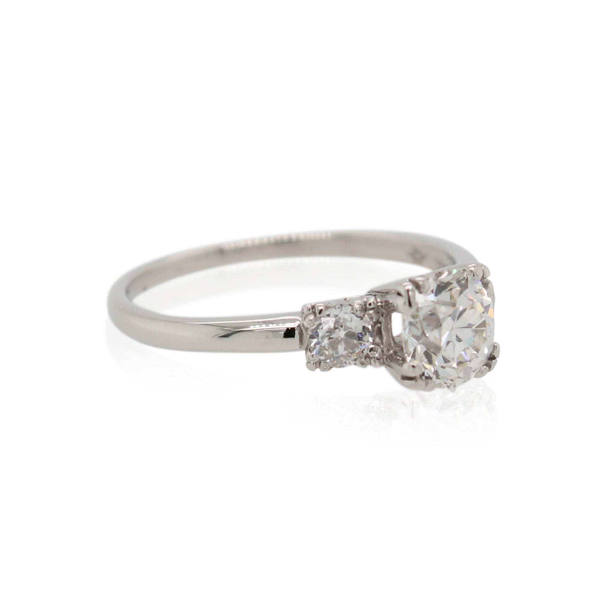 Estate Old European Cut 3 Stone Ring