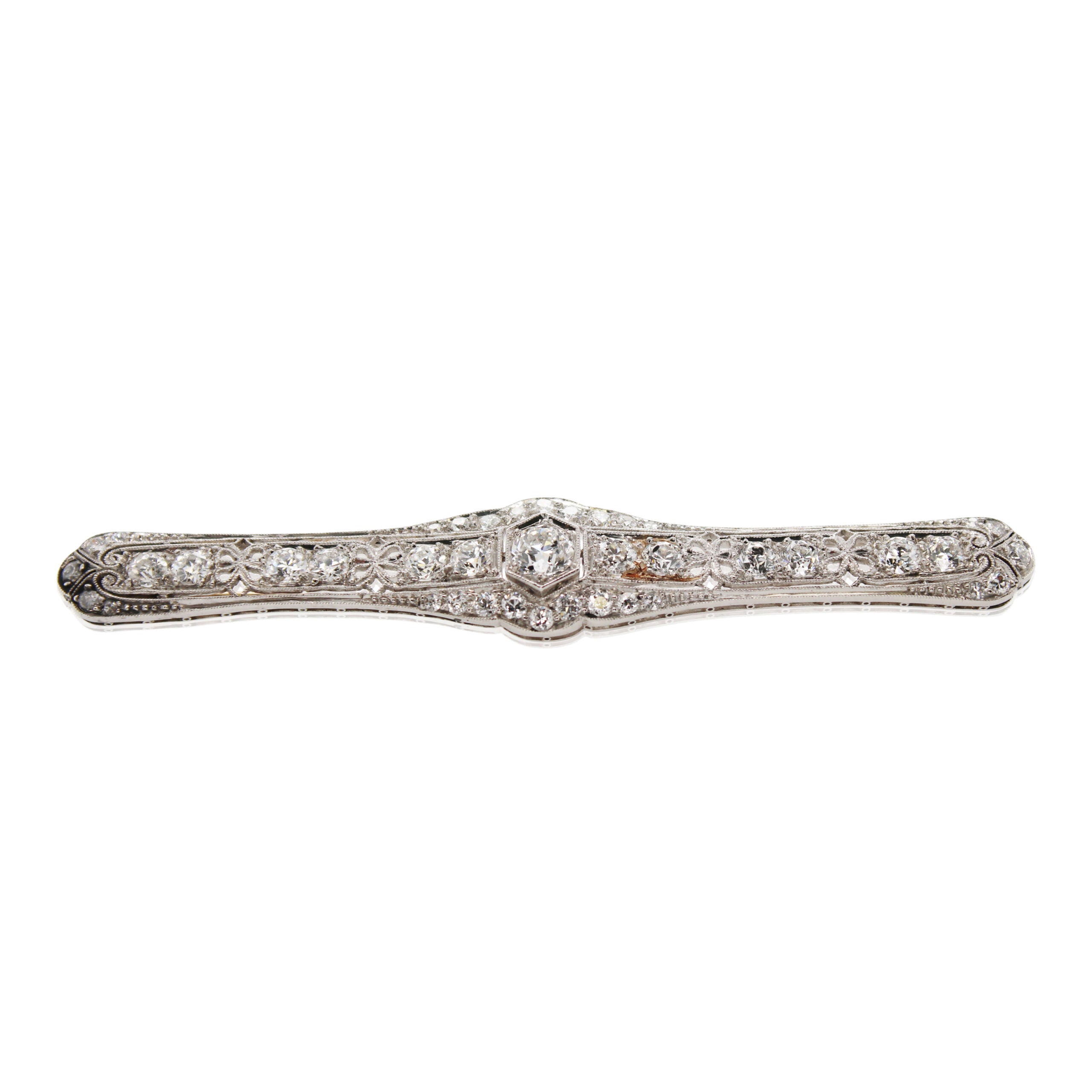 Platinum Diamond Art Deco Bar Pin