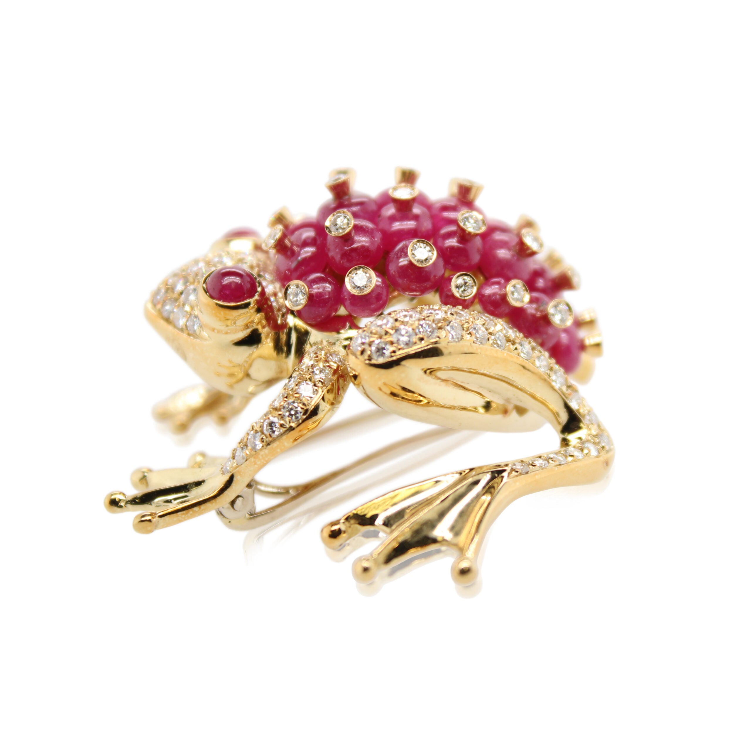 Ruby and Diamond Frog Brooch
