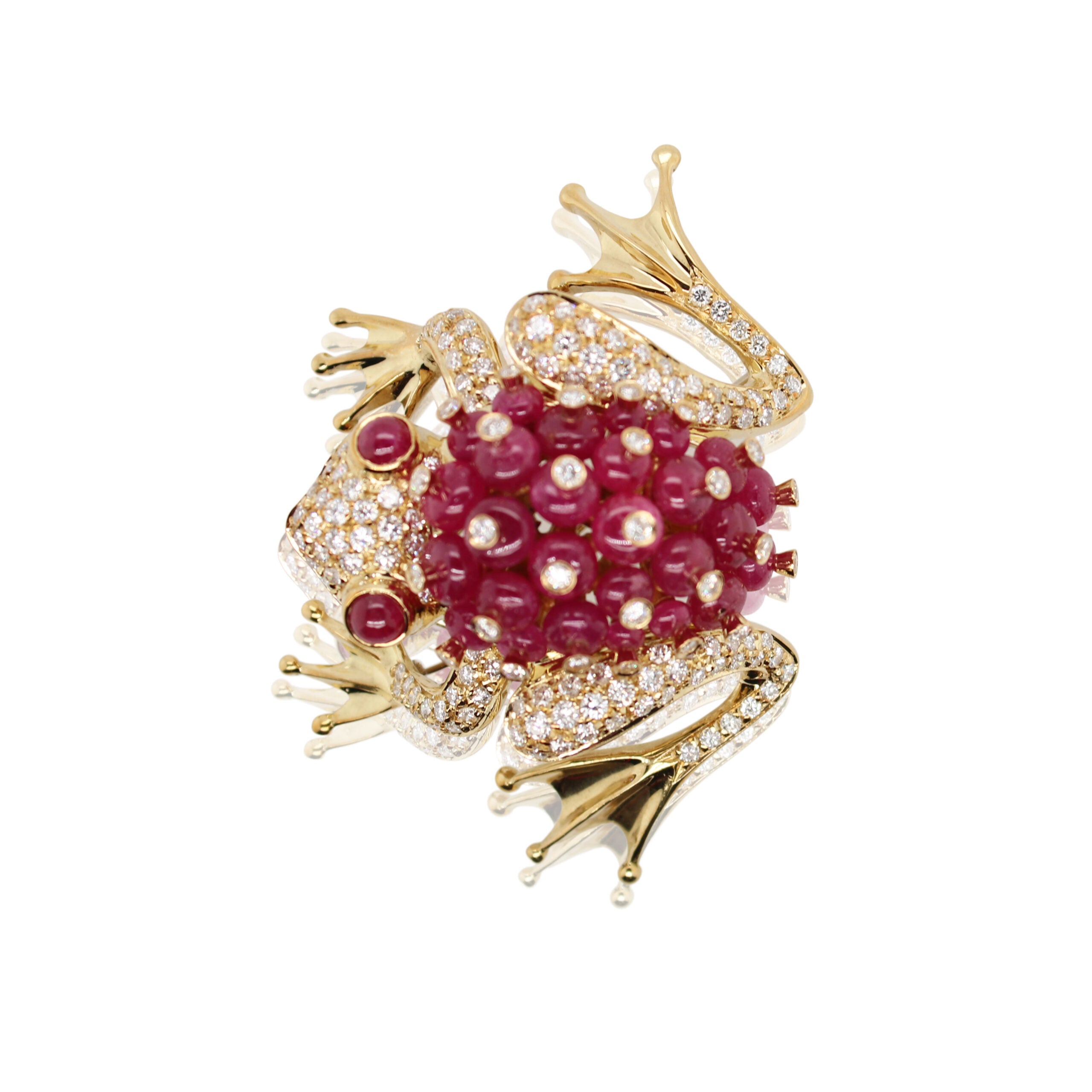 Ruby and Diamond Frog Brooch