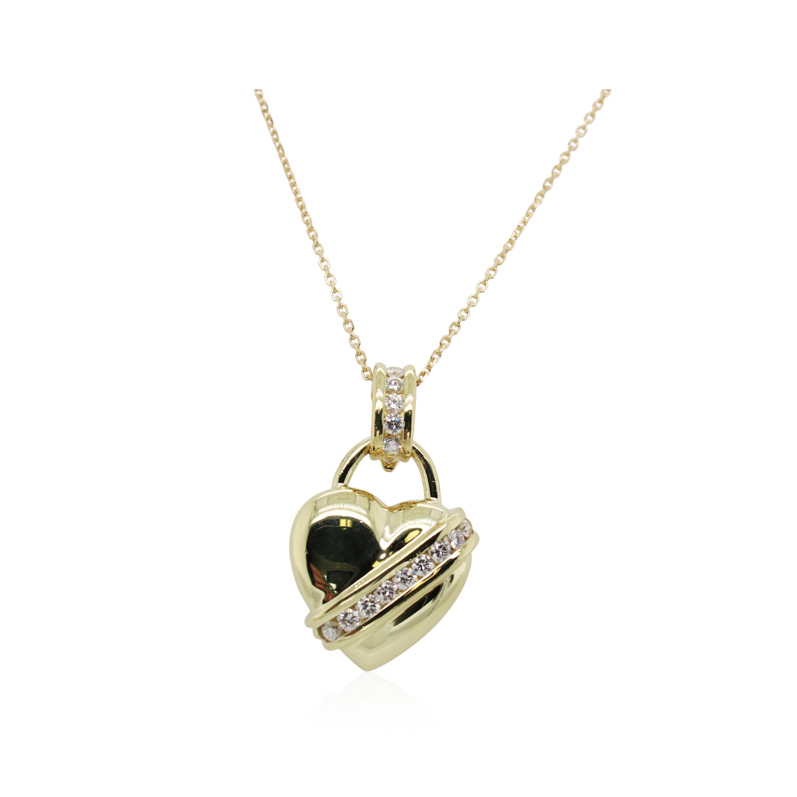 Estate Yellow Gold Diamond Heart Pendant
