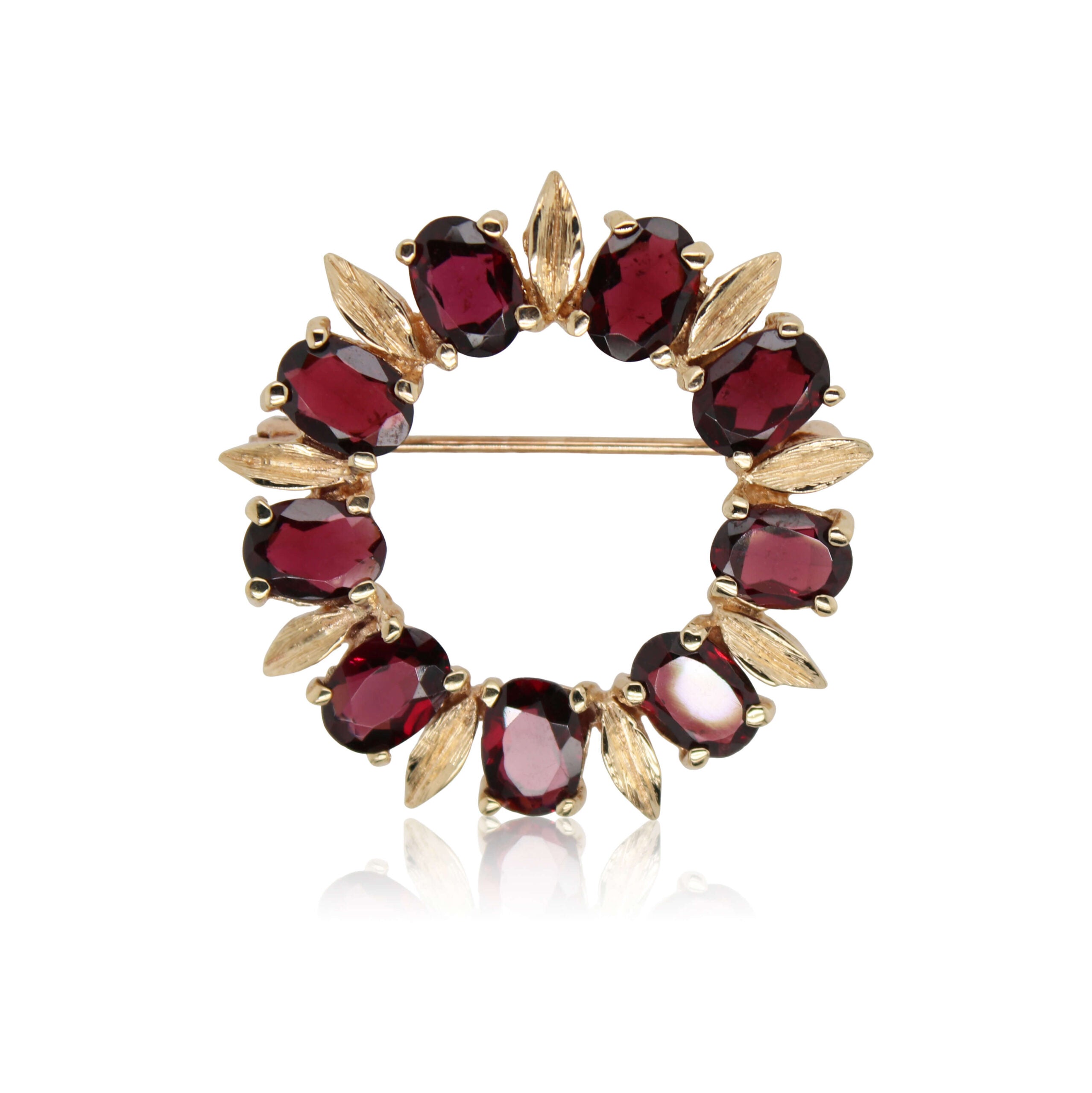 Oval Garnet Wreath Brooch