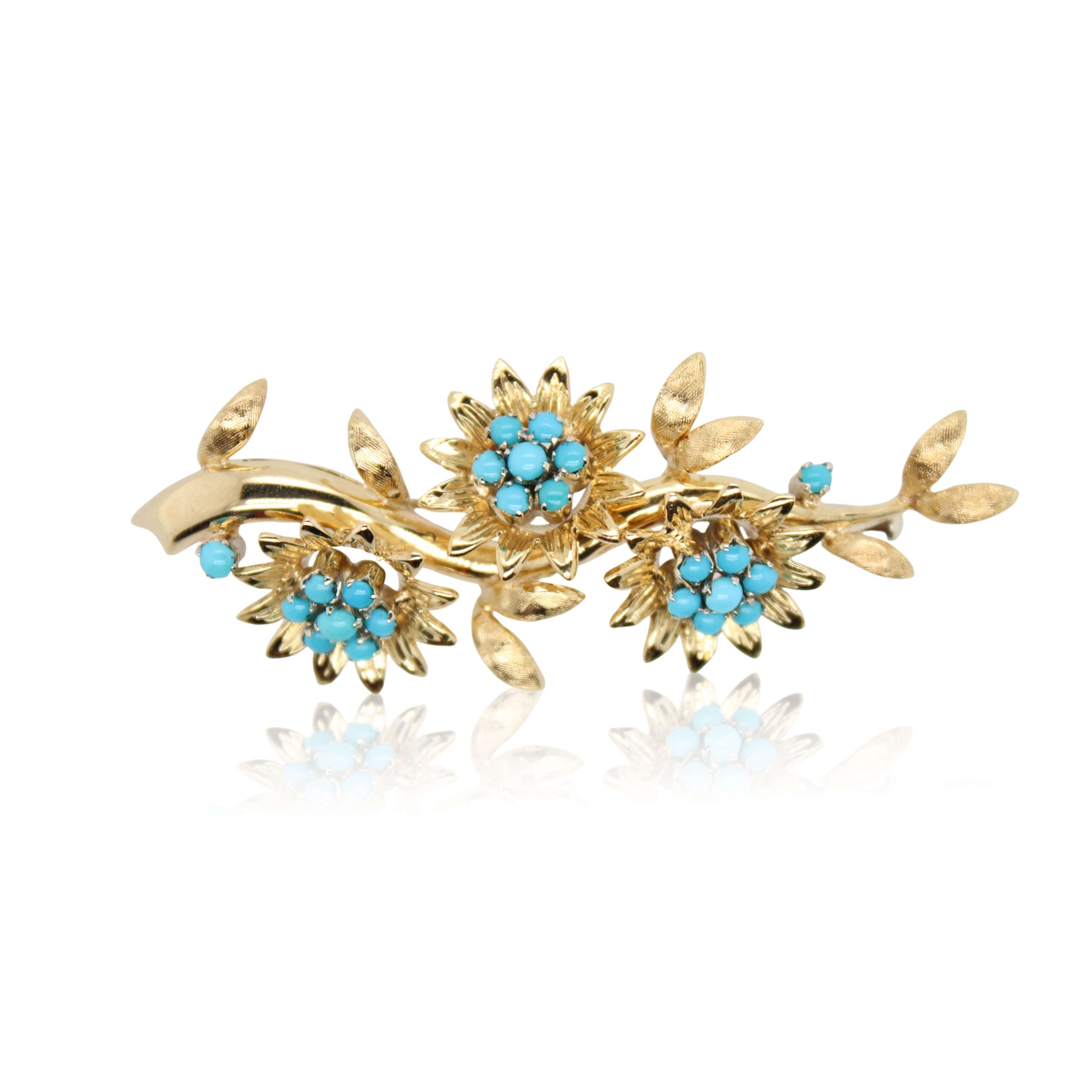 Turquoise Sunflower Brooch