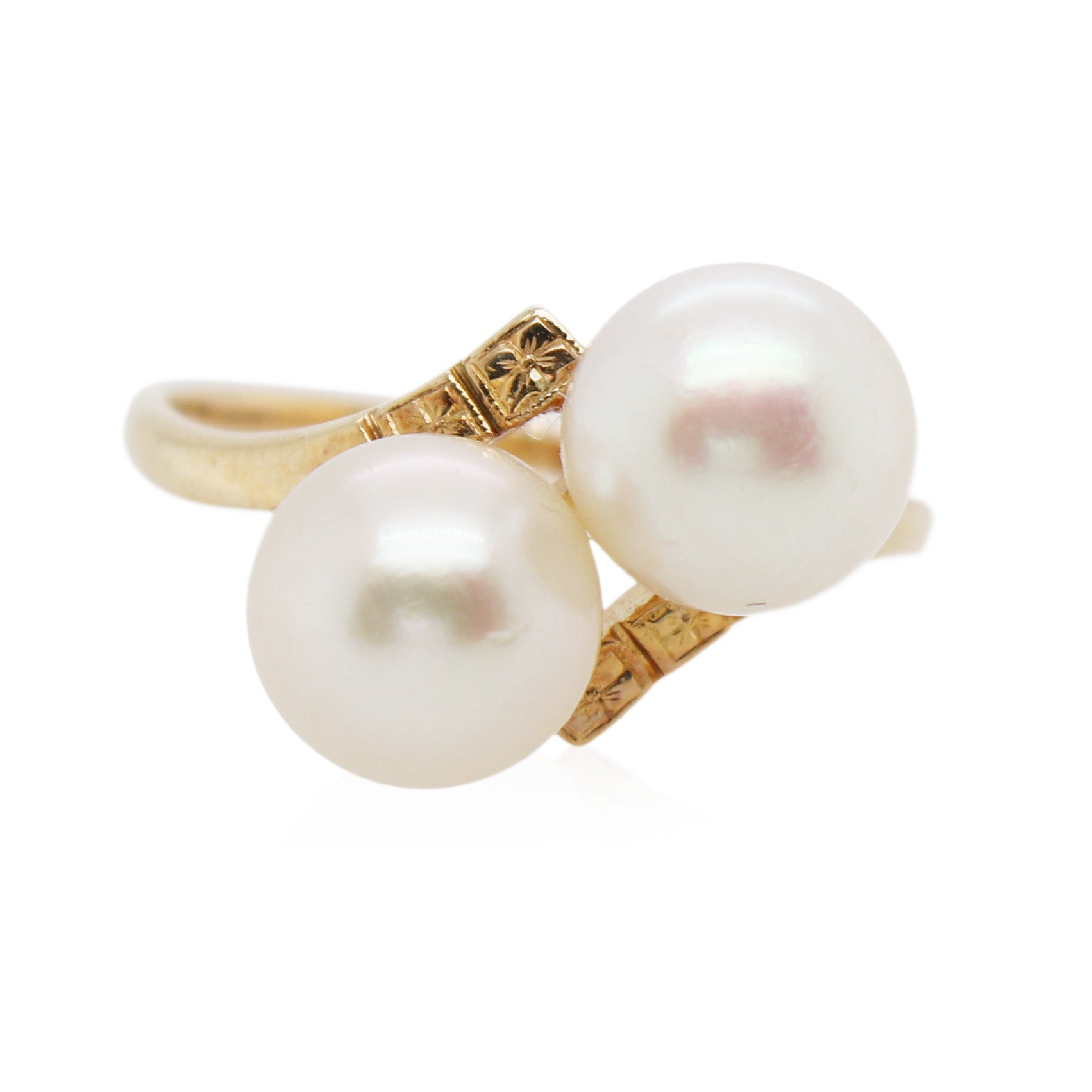 Estate Mikimoto 8mm Two Pearl Ring