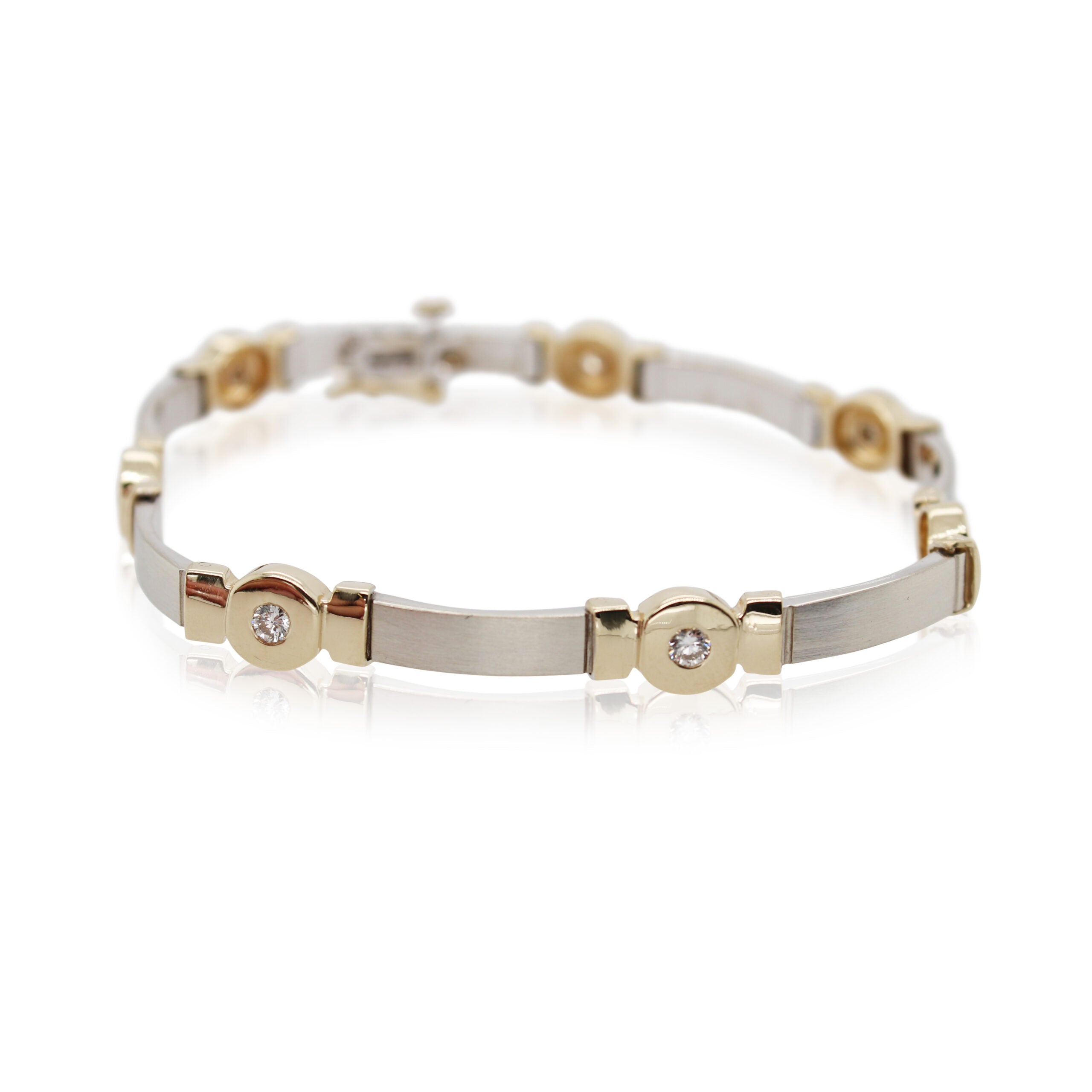 Yellow and White Gold 7 Station Diamond Bracelet