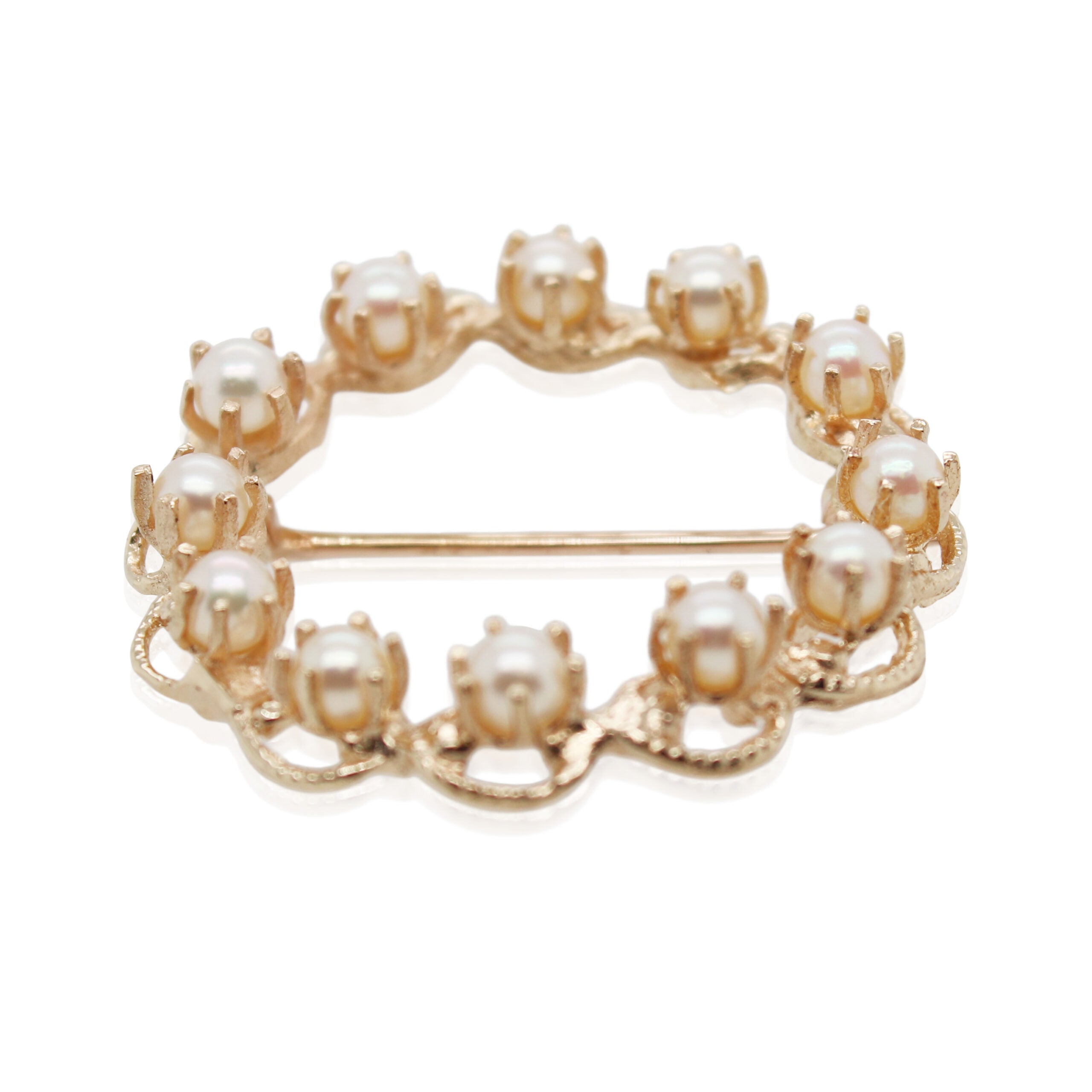 Seed Pearl Wreath Brooch