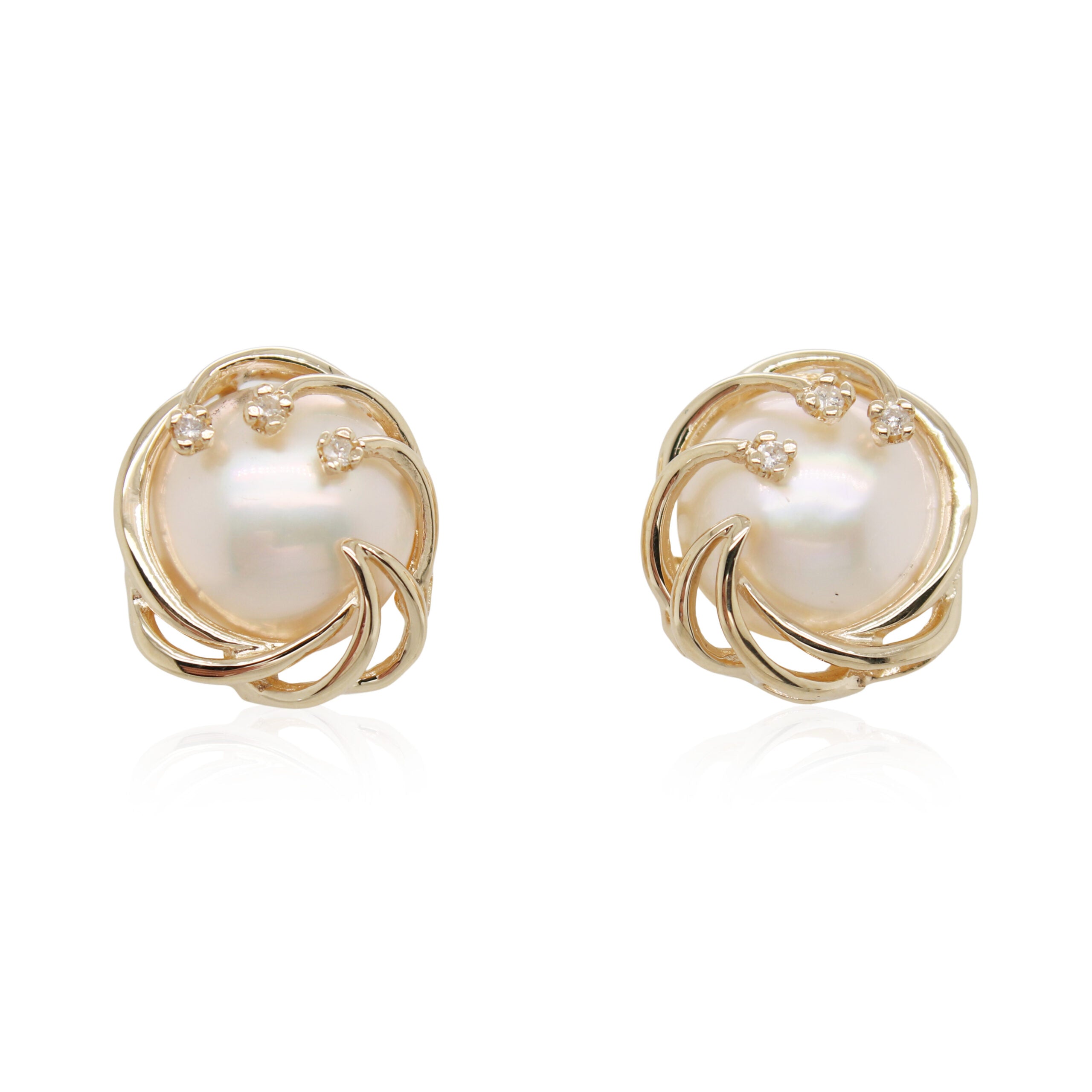Mabe Pearl and Diamond Studs