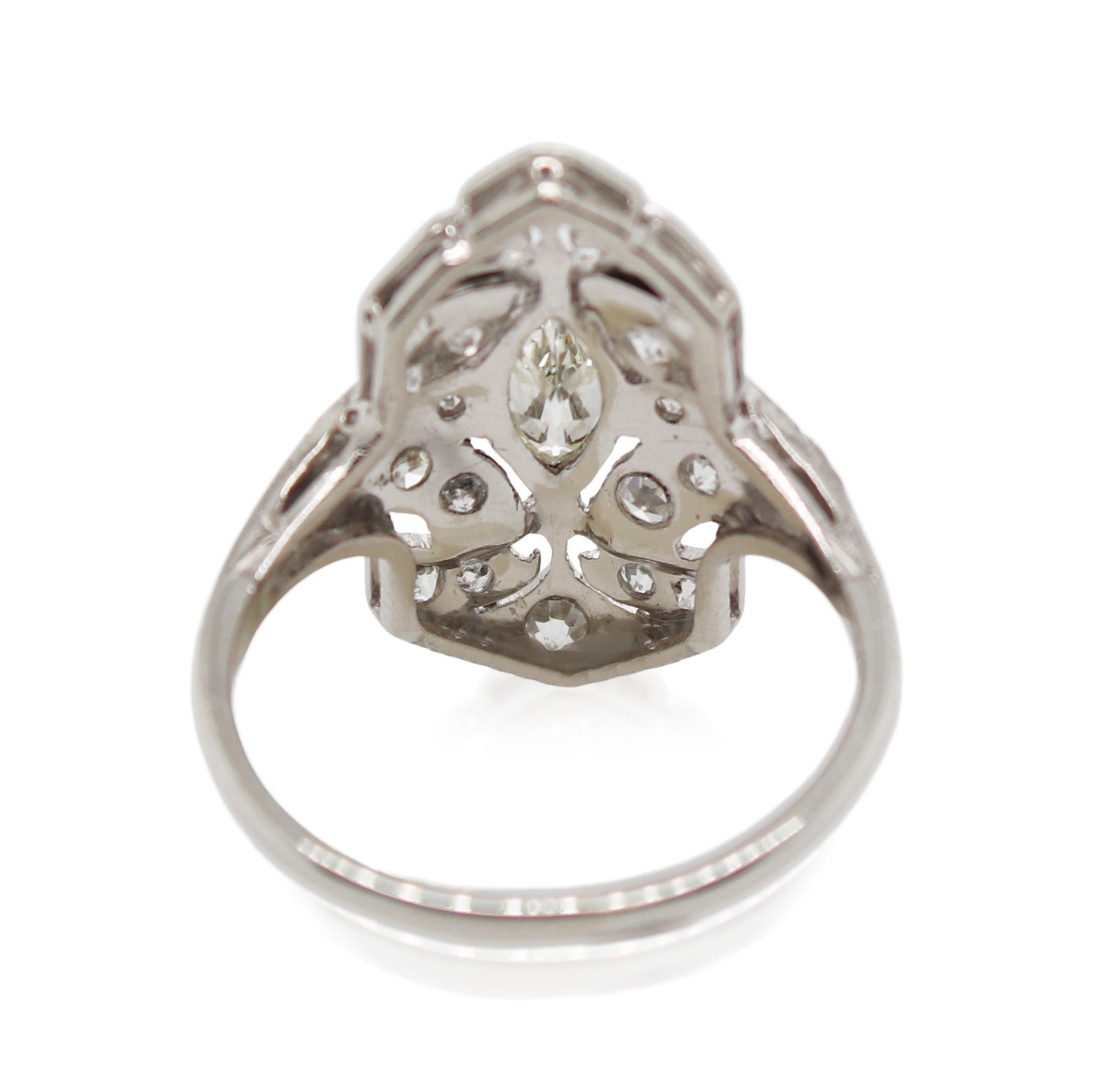 Platinum Elongated Diamond Ring