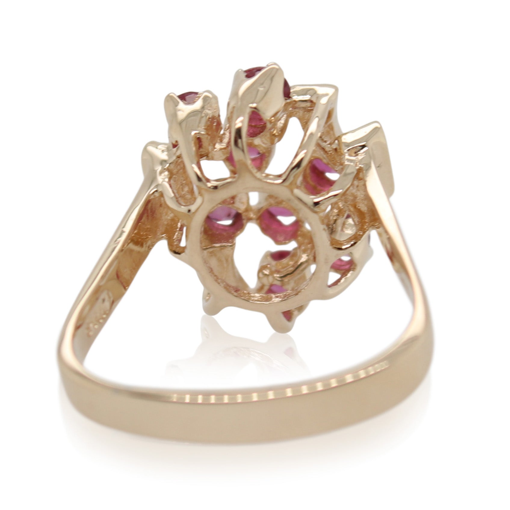 Yellow Gold Ruby Cluster Ring