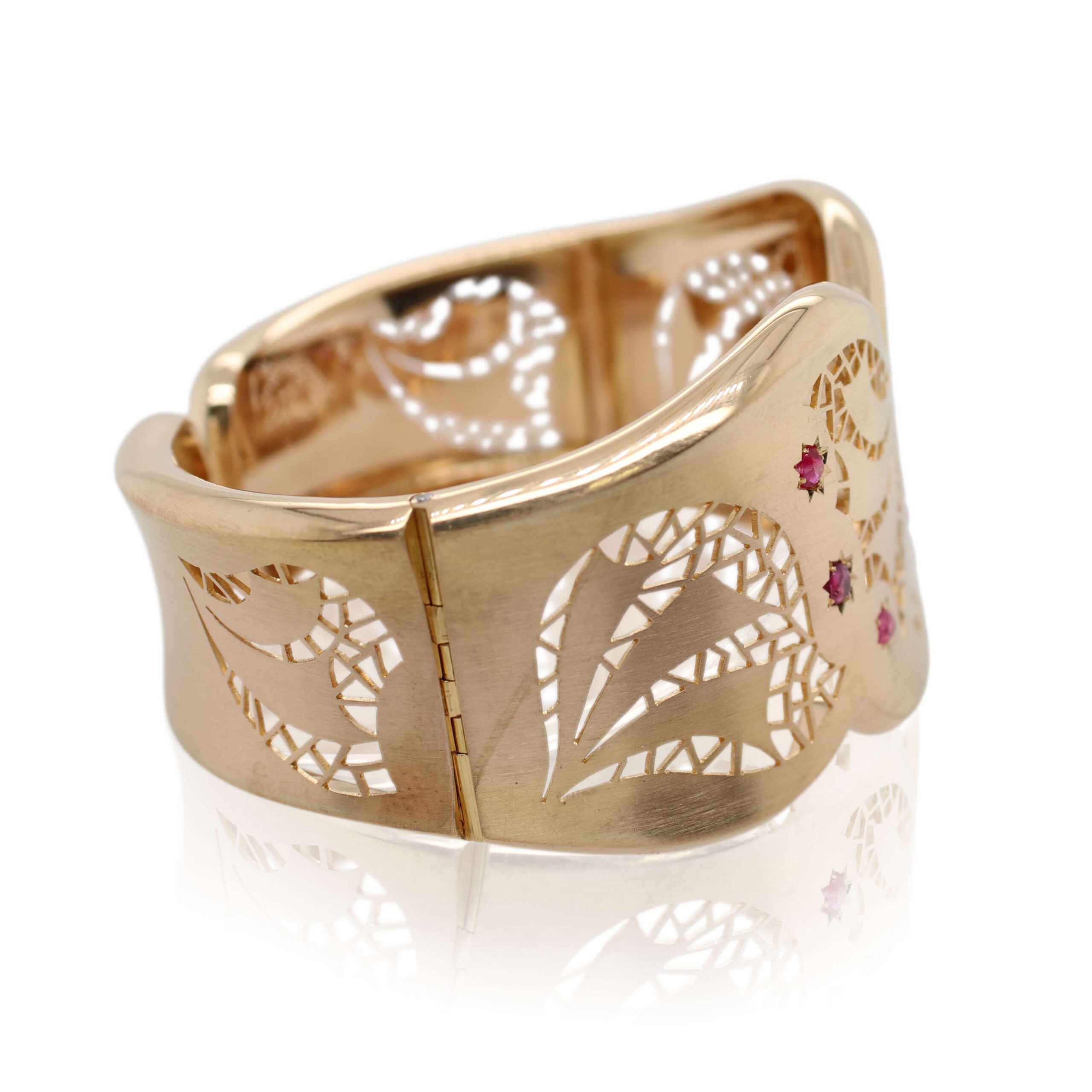 Ruby and Diamond Wide Cuff Bracelet