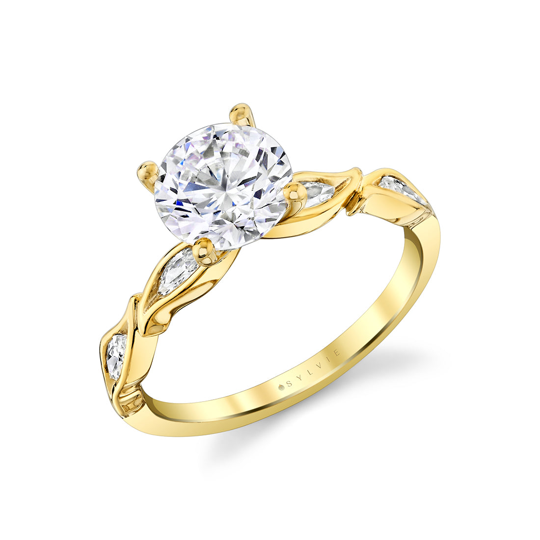 Yellow Gold Round Diamond Mounting
