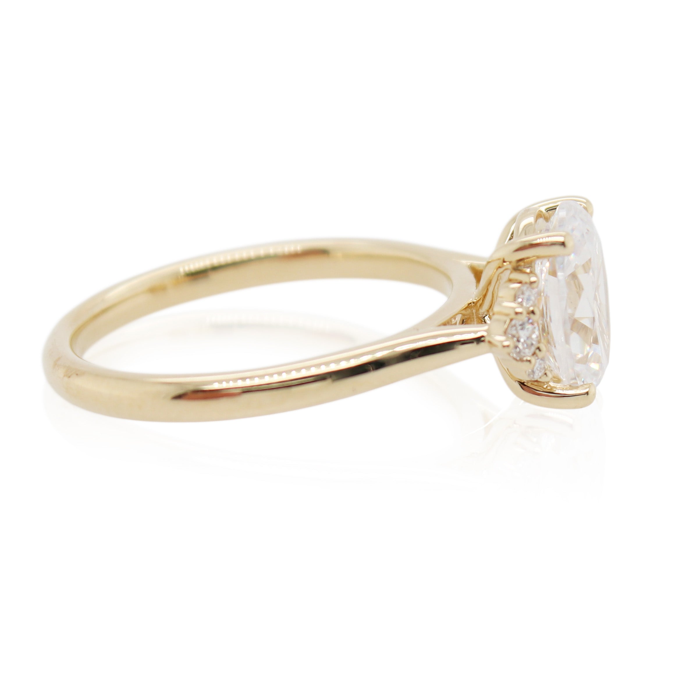 Yellow Gold Diamond Accented Engagement Ring Mounting