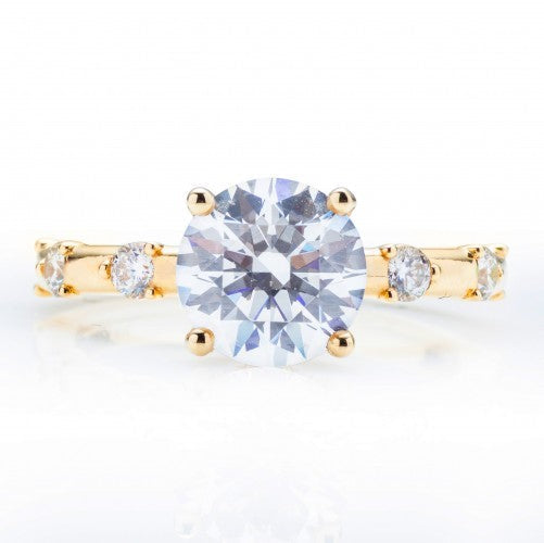 Yellow Gold Engagement Mounting with Diamond Station Sides