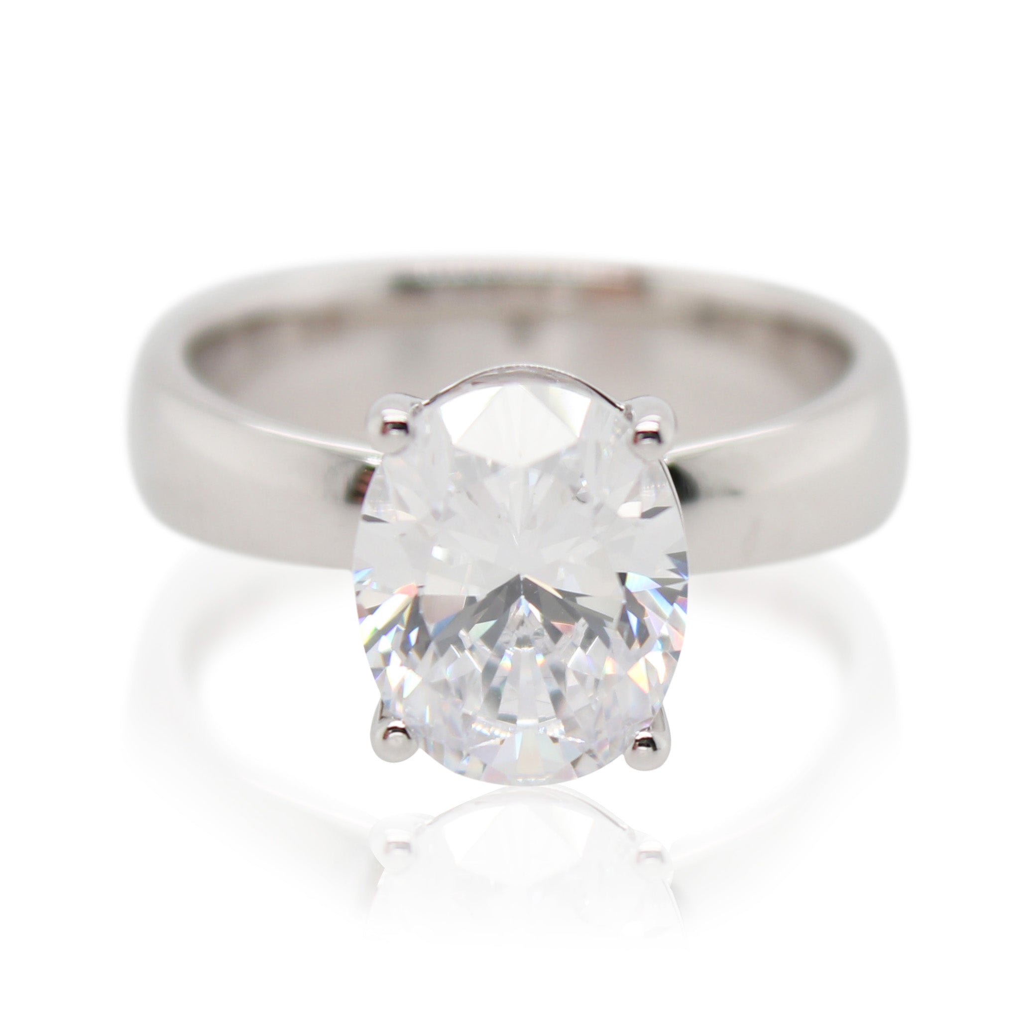 White Gold Oval Solitaire Engagement Mounting