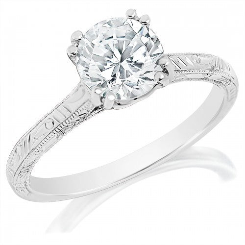 Platinum Small Diamond Accented Solitaire Engagement Mounting