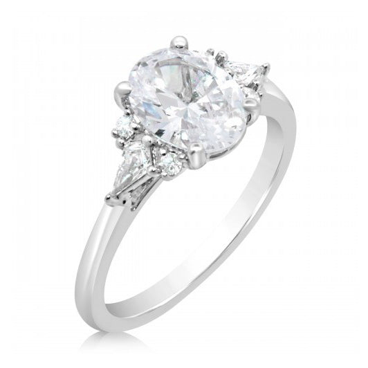 Platinum Round and Kite Cut Diamond Accented Mounting