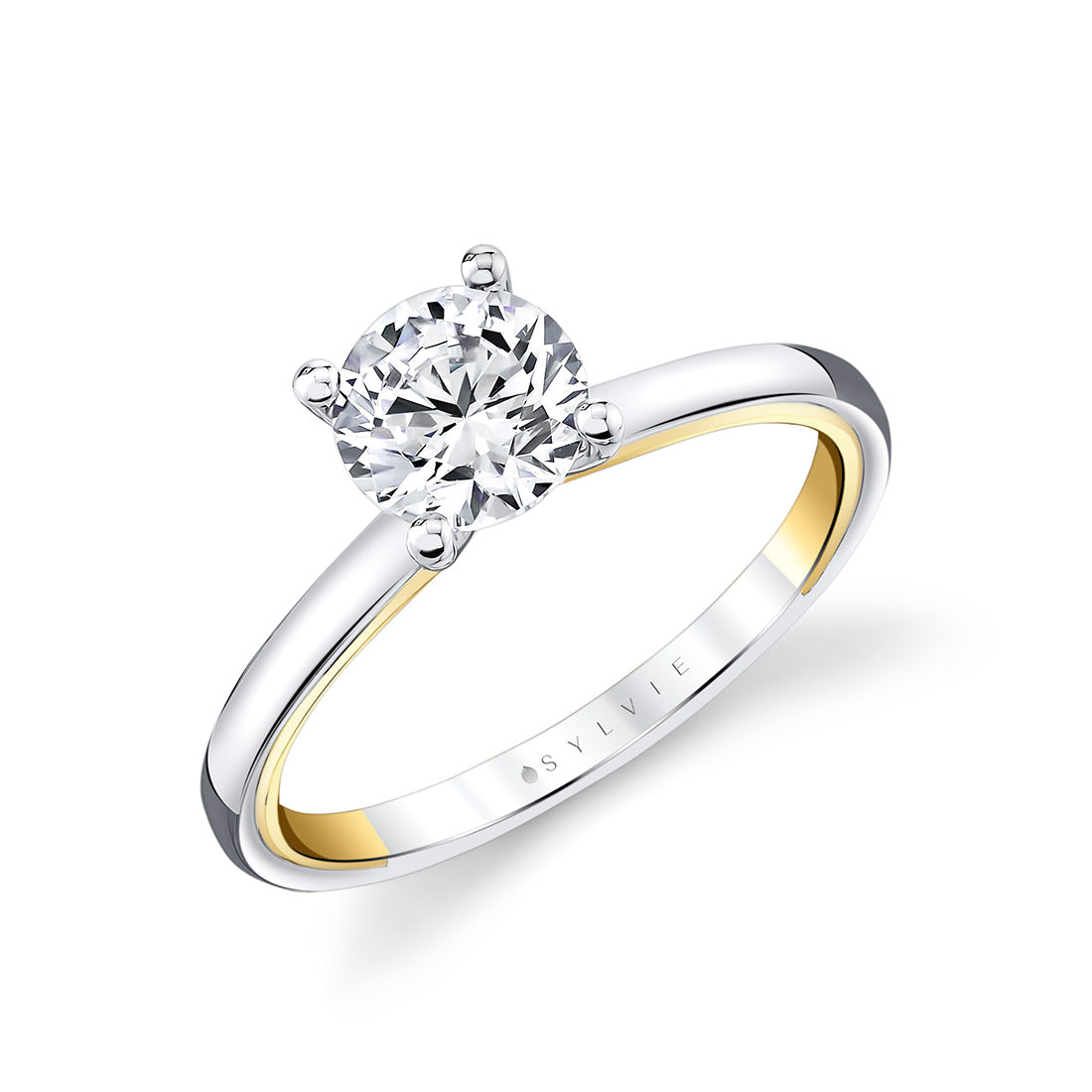 White and Yellow Gold Round Diamond Solitaire Mounting