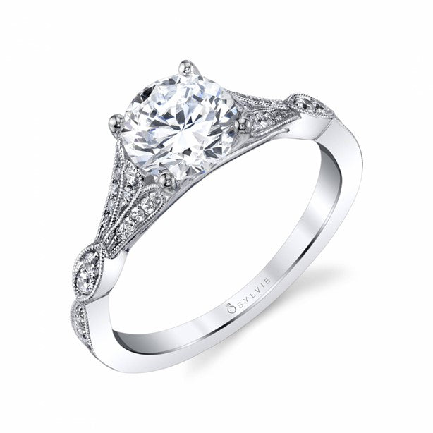 White Gold Milgrain Diamond Mounting