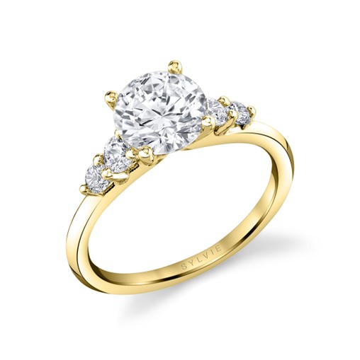 5 Diamond Yellow Gold Engagement Mounting