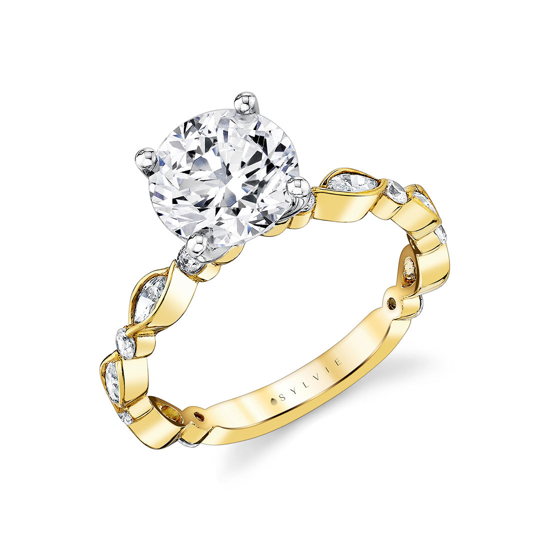 Yellow Gold Floral Diamond Engagement Mounting