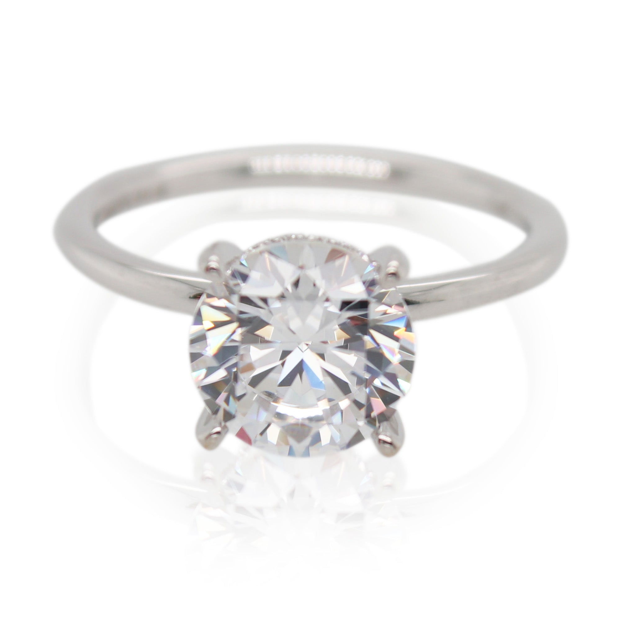 White Gold 2ct Round Diamond Hidden Halo Mounting