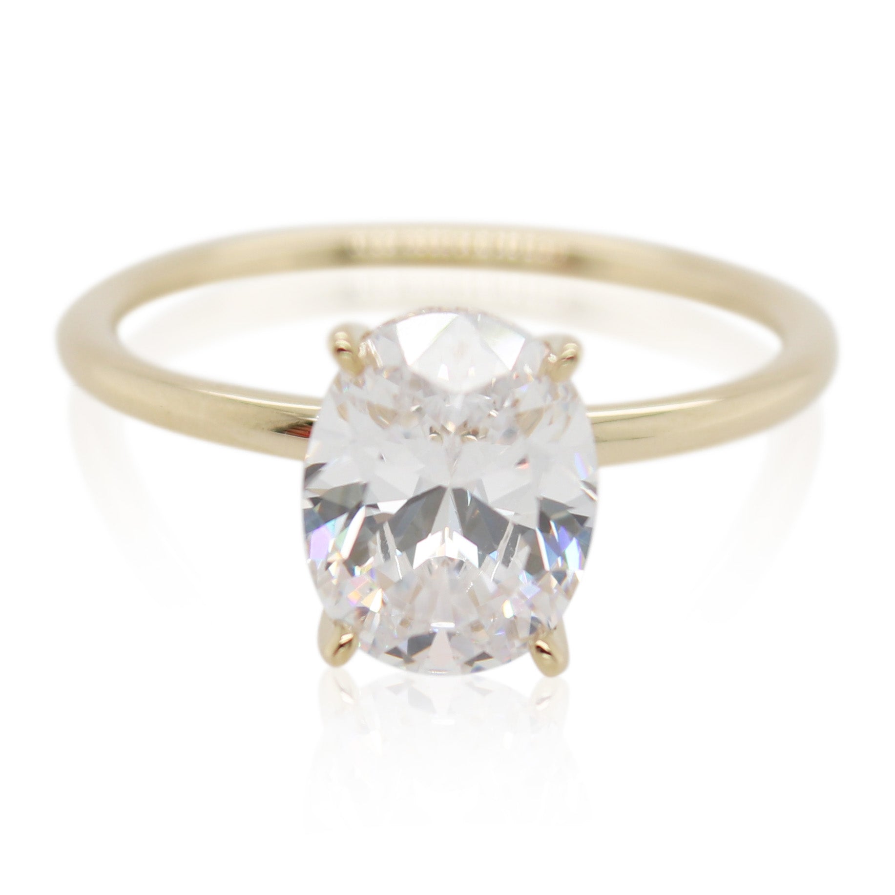 Yellow Gold 2.50ct Oval Diamond Hidden Halo Mounting