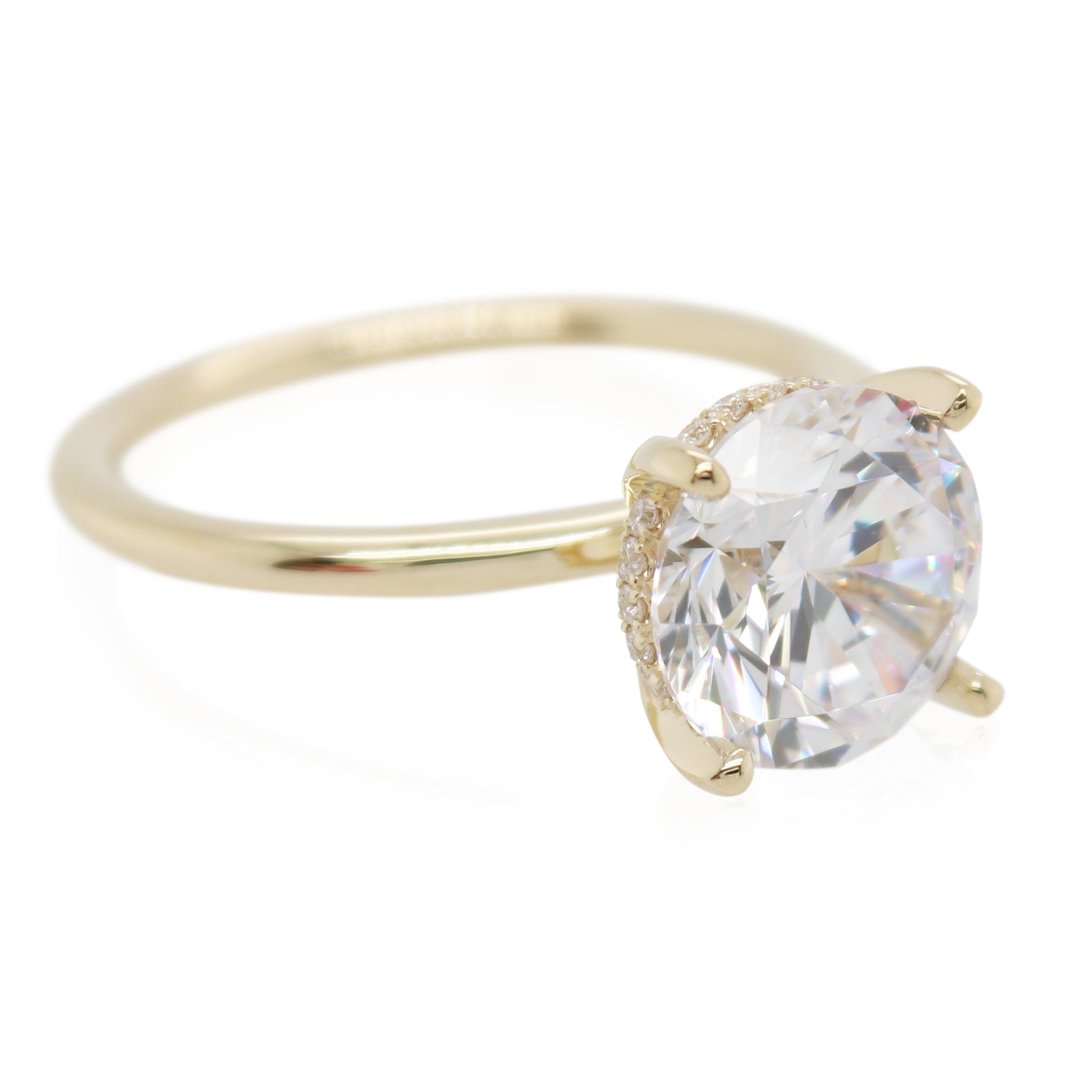 Yellow Gold Hidden Halo Diamond Engagement Ring Mounting