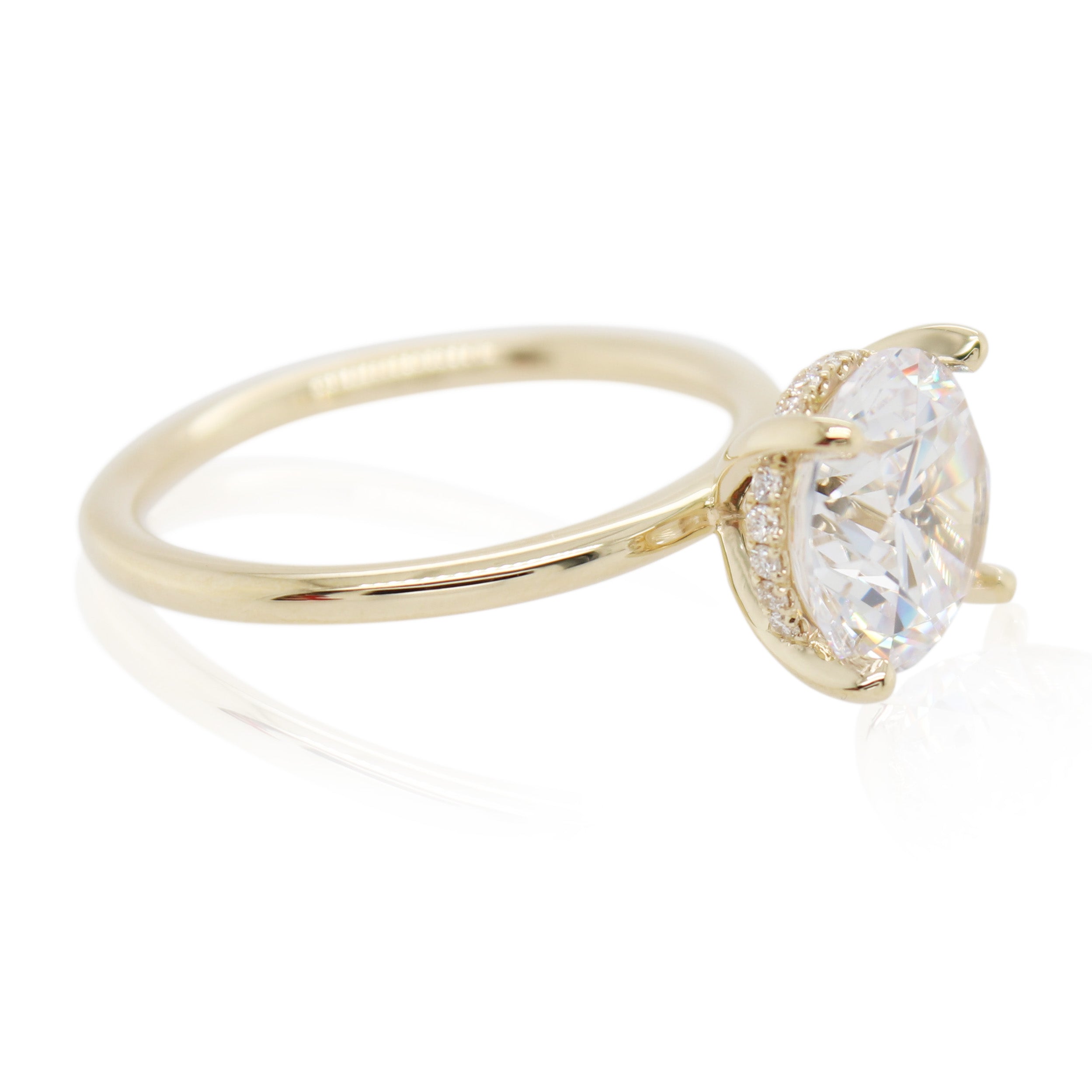 Yellow Gold Hidden Halo Diamond Engagement Ring Mounting