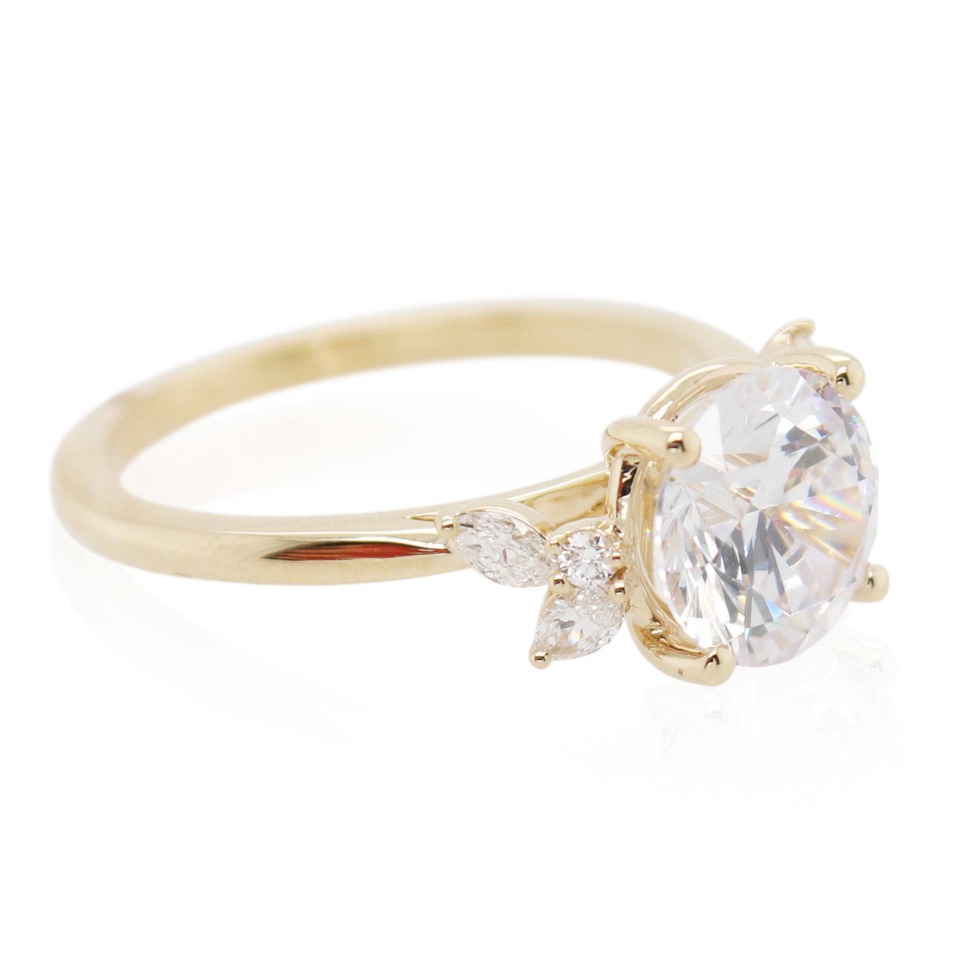 Yellow Gold Diamond Accented Floral Mounting