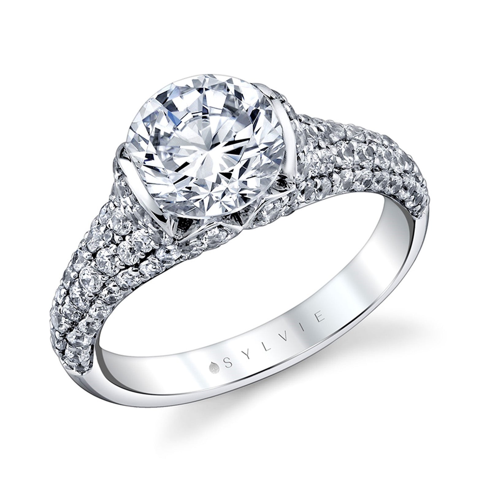 Sylvie Half Bezel Set 3ct Diamond Mounting