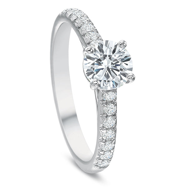 Half Round Diamond Engagement Ring