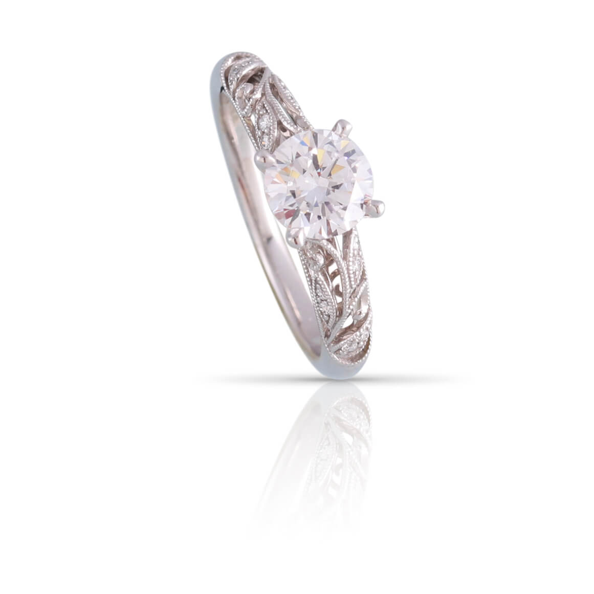 Milgrain Diamond Engagement Ring