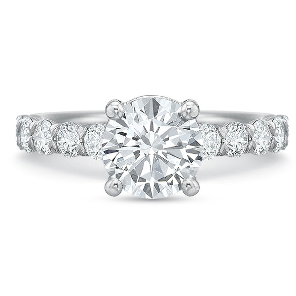 Half Round Diamond Solitaire Engagement Ring