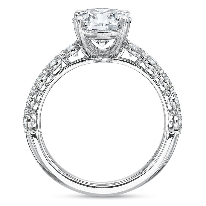 Half Round Diamond Solitaire Engagement Ring